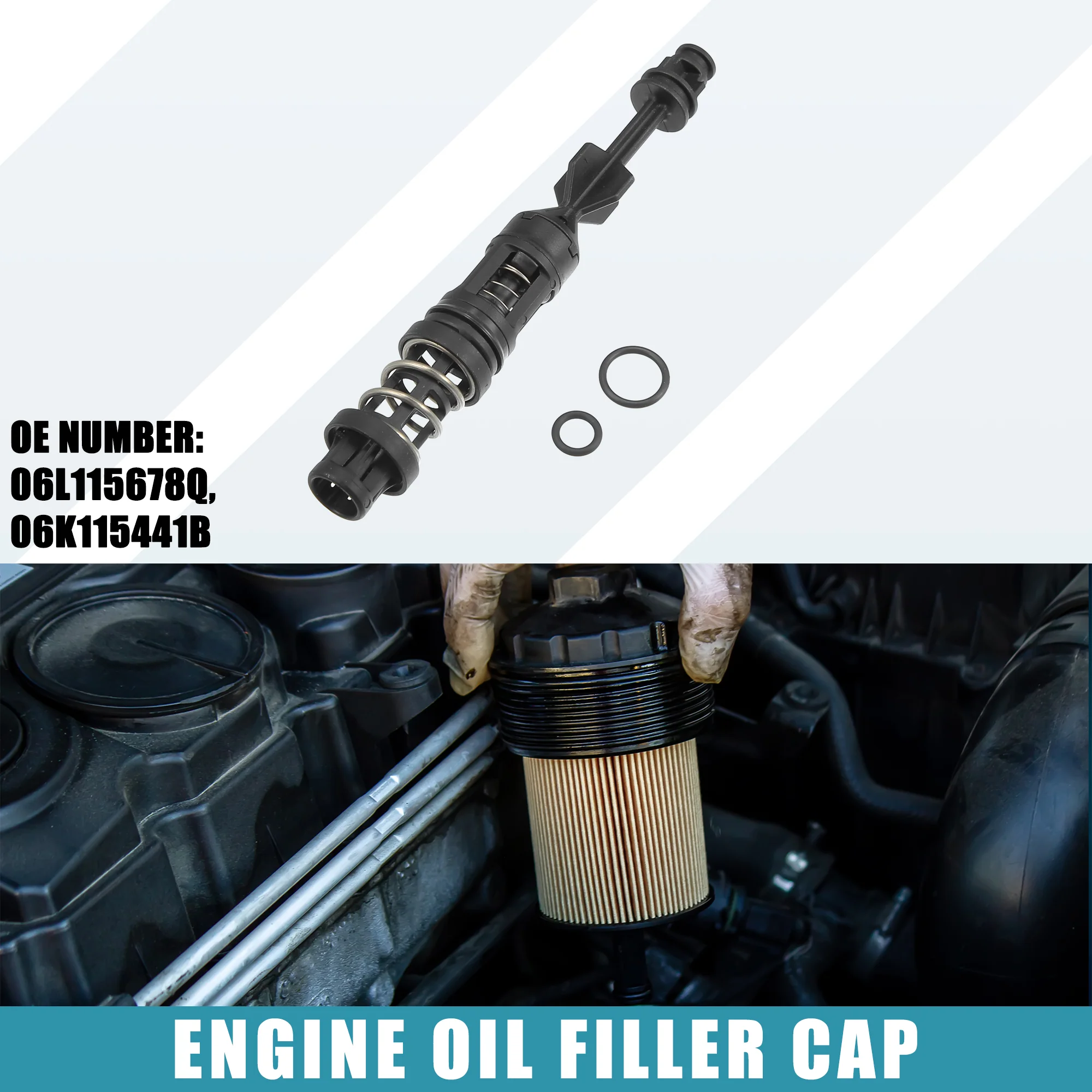 Engine Oil Filter Housing Cover Cap 06L115678Q for Audi A4 2.0L 2017-2022 Plastic Black - Image 2