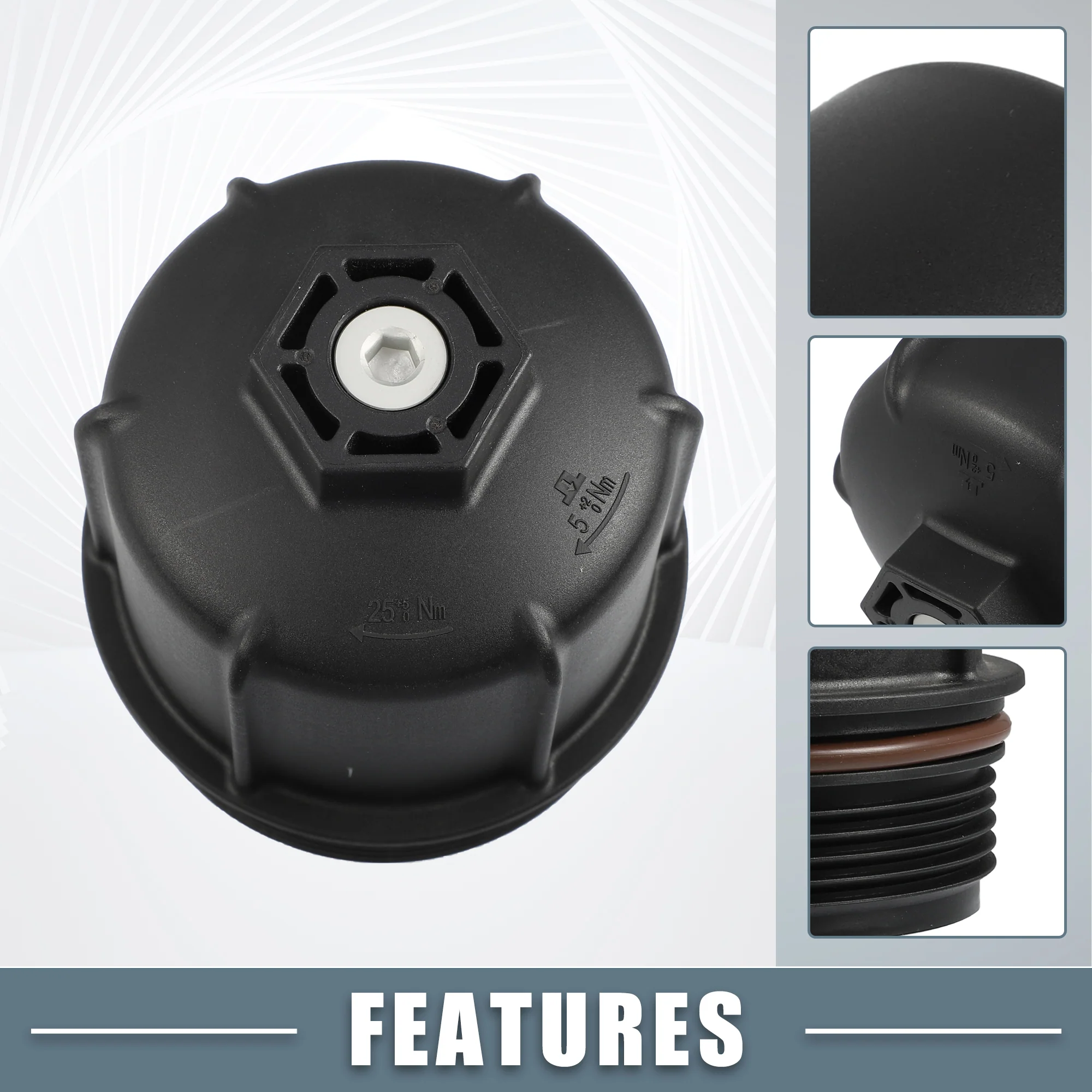 Engine Oil Filter Housing Cover Cap 079115433C for Audi A8 S6 S7 S8 4.0L V8 2013-2018 Plastic Black - Image 4