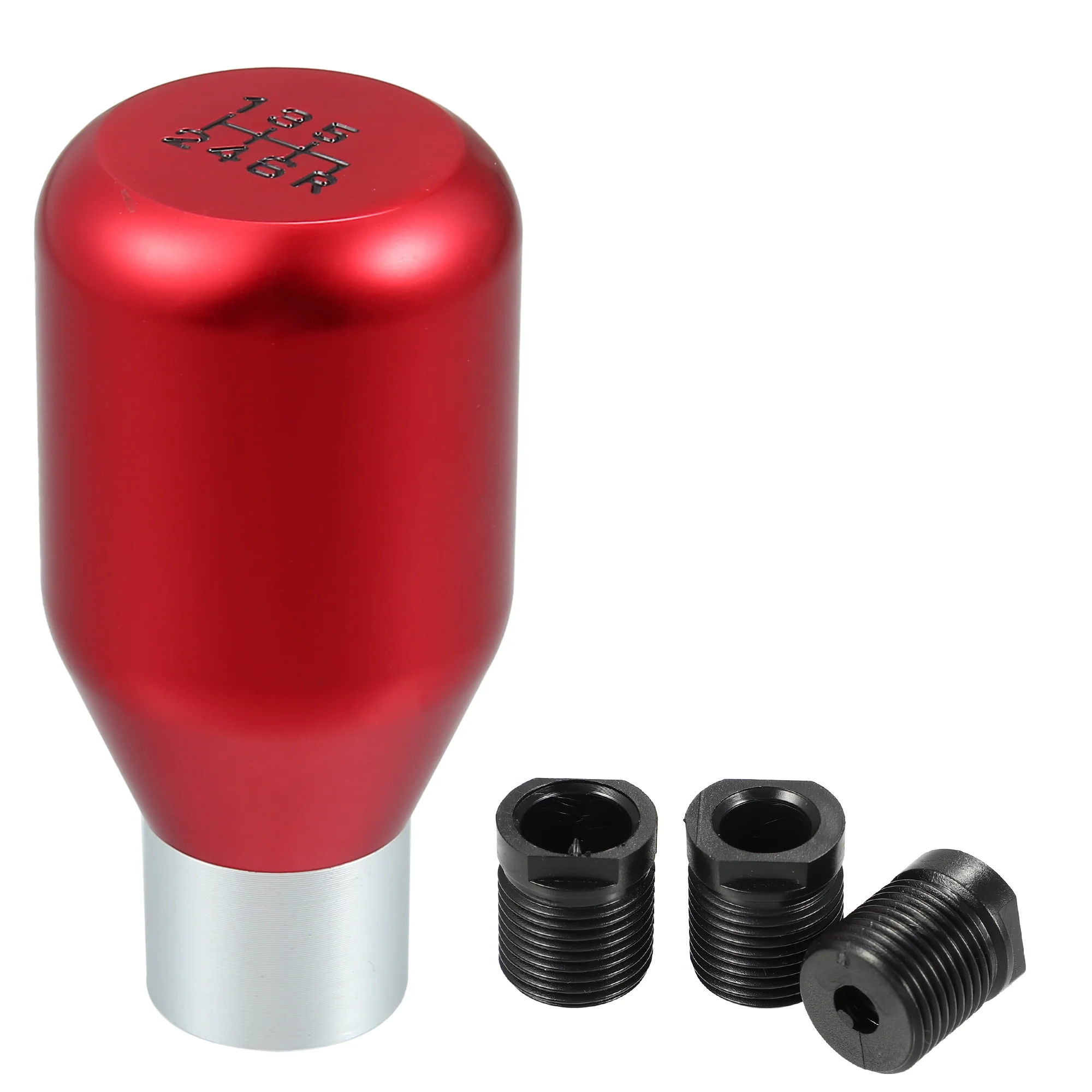 Universal 6 Speed Manual Shift Knob Car Shifter Stick Gear Knobs Aluminum AlloyShifting Lever with 8mm 10mm 12mm Adapters Red
