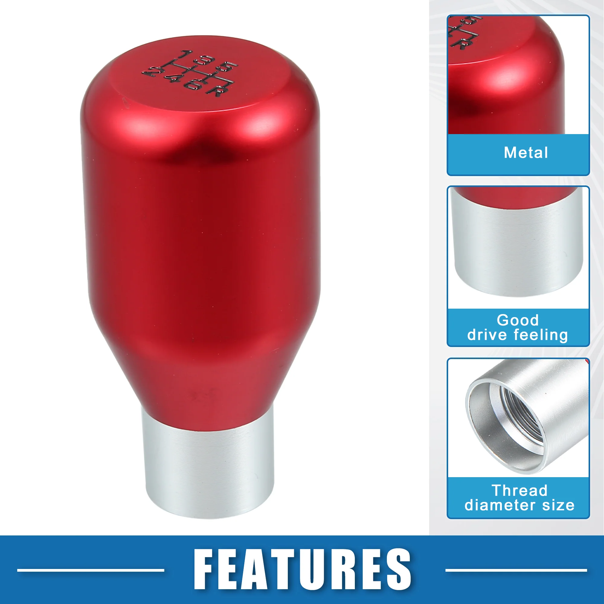 Universal 6 Speed Manual Shift Knob Car Shifter Stick Gear Knobs Aluminum AlloyShifting Lever with 8mm 10mm 12mm Adapters Red - Image 4