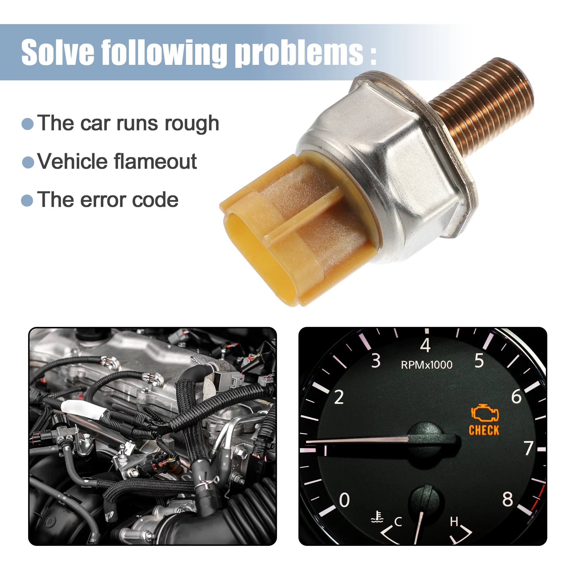 Fuel Rail Pressure Sensor Replacement for Nissan Armada 2017-2022 for Nissan Juke 2011-2016 45PP2-1 166381LA0A - Image 7