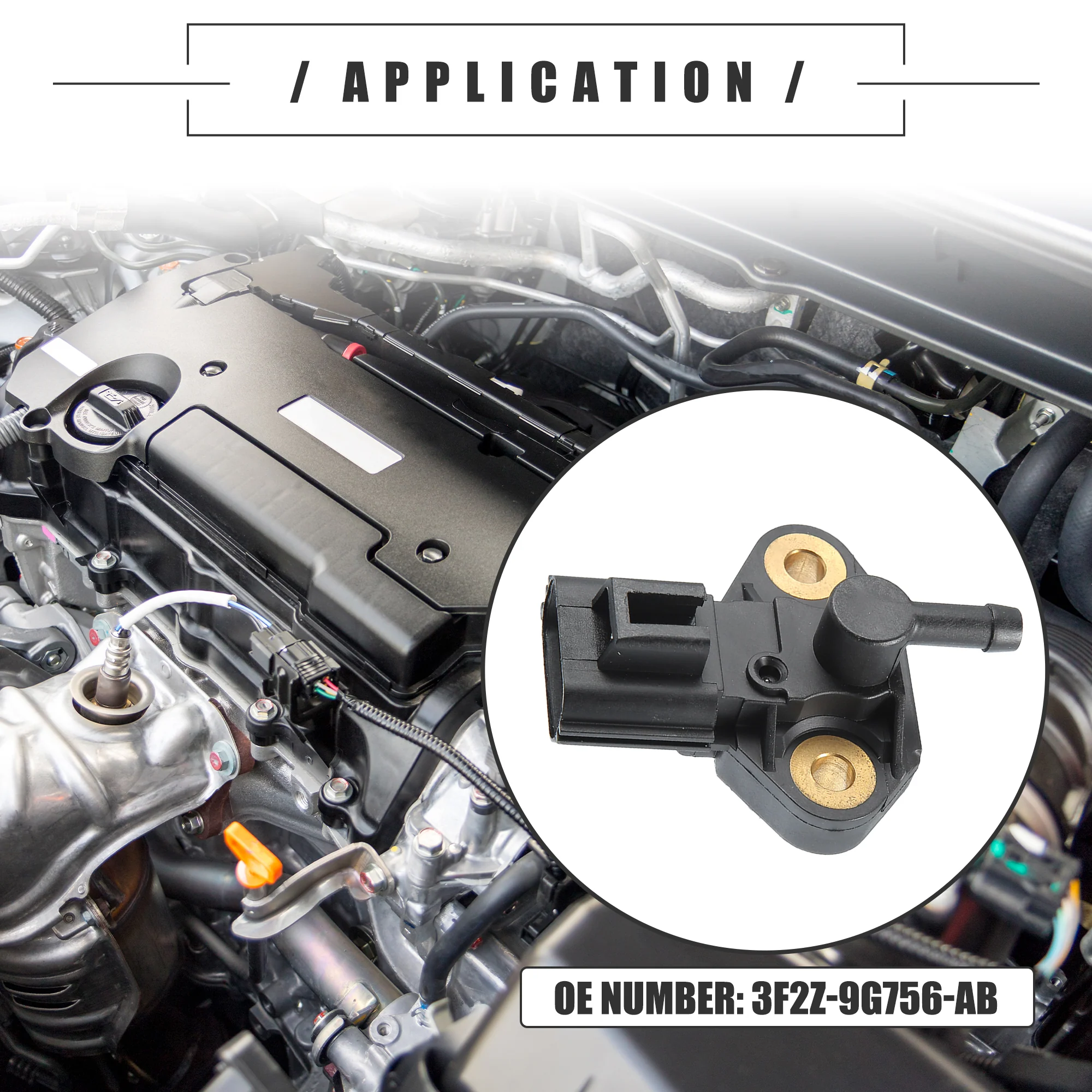 Car Fuel Injection Pressure Sensor for Ford F-150 2005-2008 3F2Z-9G756-AB Black - Image 3