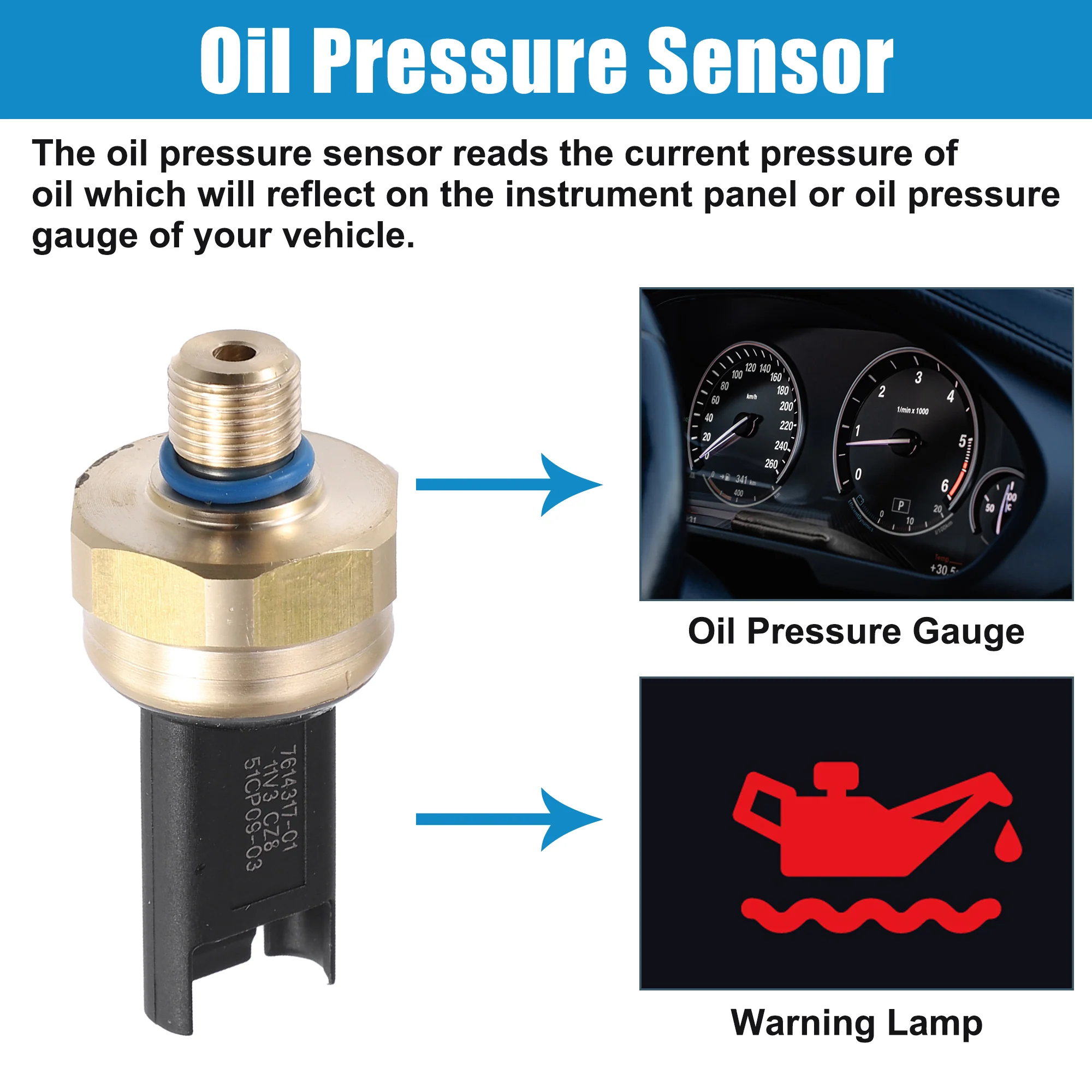 Engine Oil Pressure Sensor Switch Sending Unit 13-53-7-614-317 Fuel Injection Pressure Sensor for BMW 750i 650i - Image 4