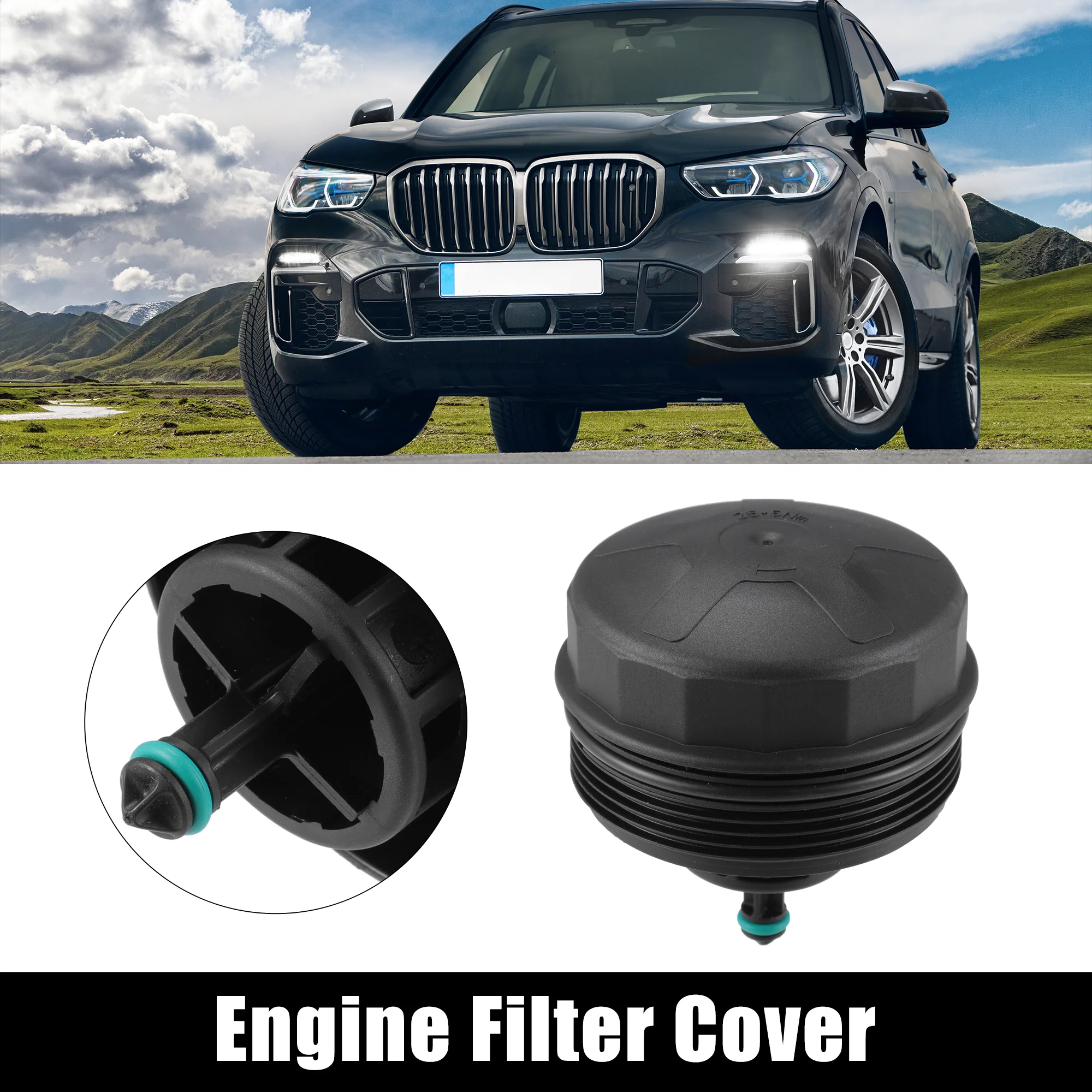 Black Car Oil Engine Filter Housing Cap Cover for BMW 128i 135i 228i 320i 328i 335i X1 X3 11-42-7-525-334 - Image 2