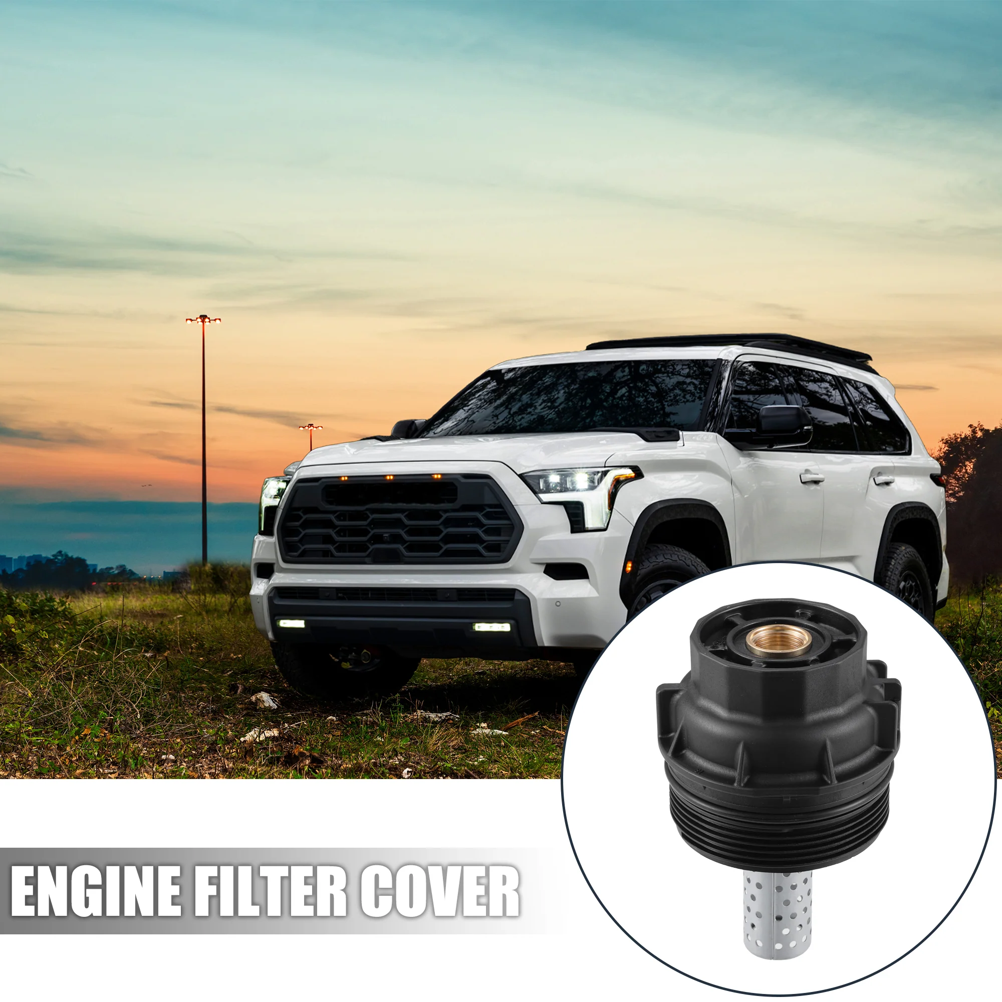 Black Car Oil Engine Filter Housing Cap Cover for Lexus Lx570 for Toyota Sequoia Tundra Land Cruiser 15620-38010 - Image 3