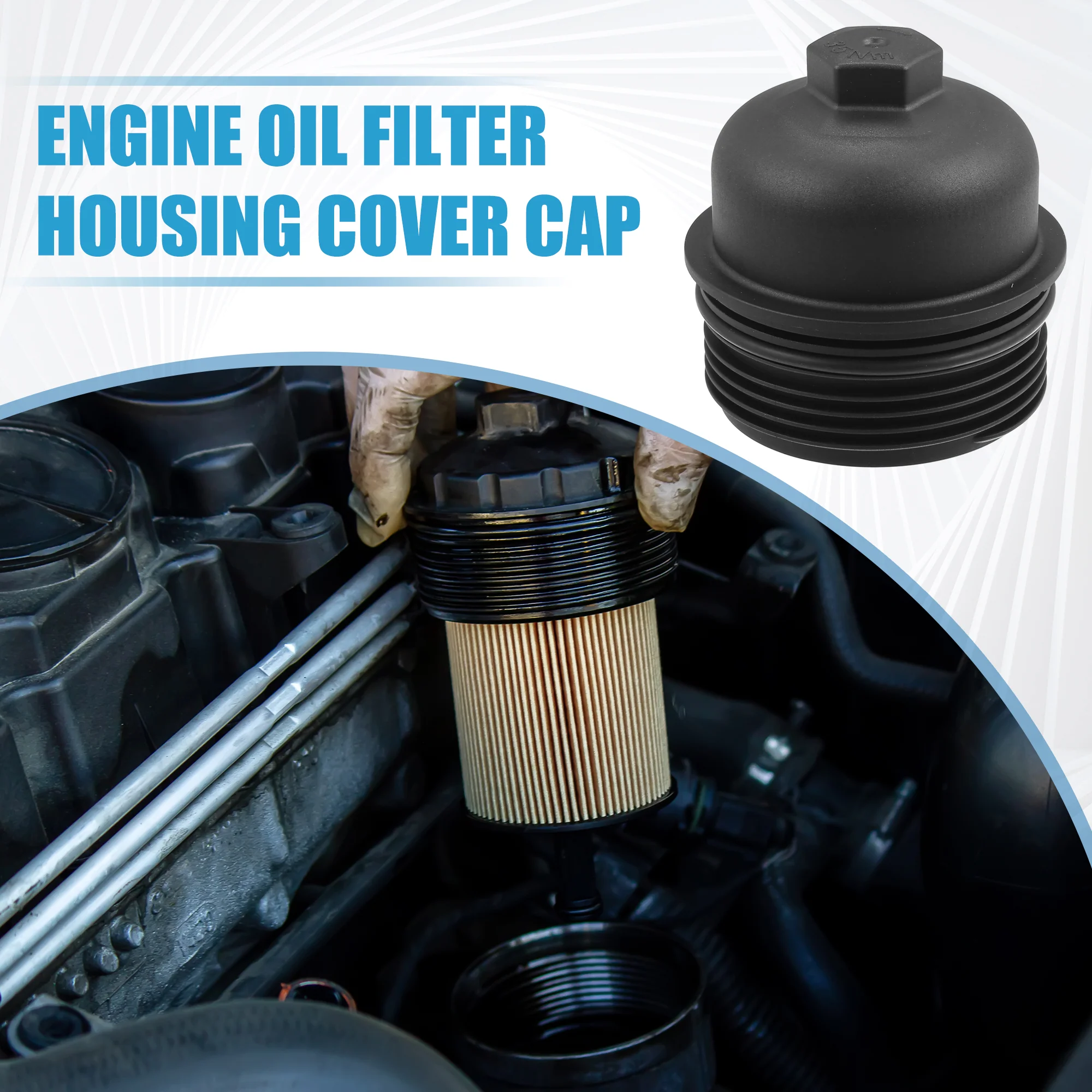 Engine Oil Filter Housing Cover Cap 26350-3CAB1 for Kia Sedona 2015-2018 Plastic Black - Image 3