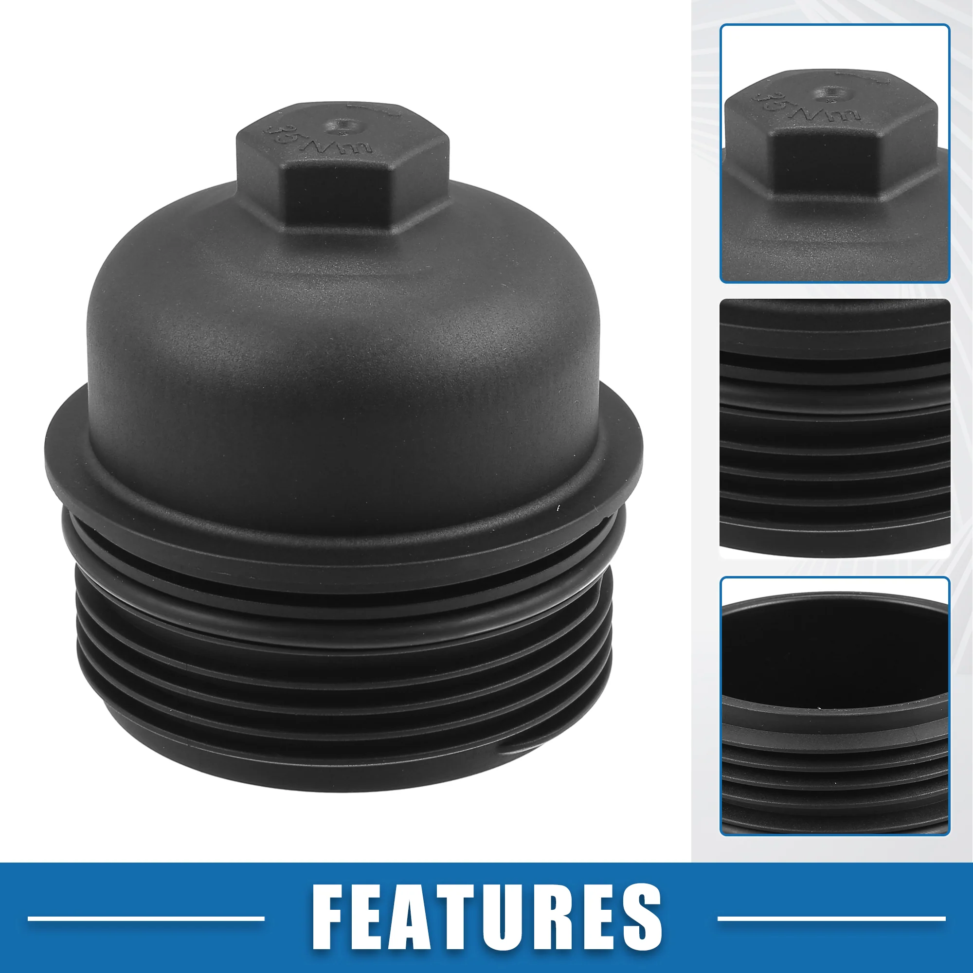 Engine Oil Filter Housing Cover Cap 26350-3CAB1 for Kia Sedona 2015-2018 Plastic Black - Image 4