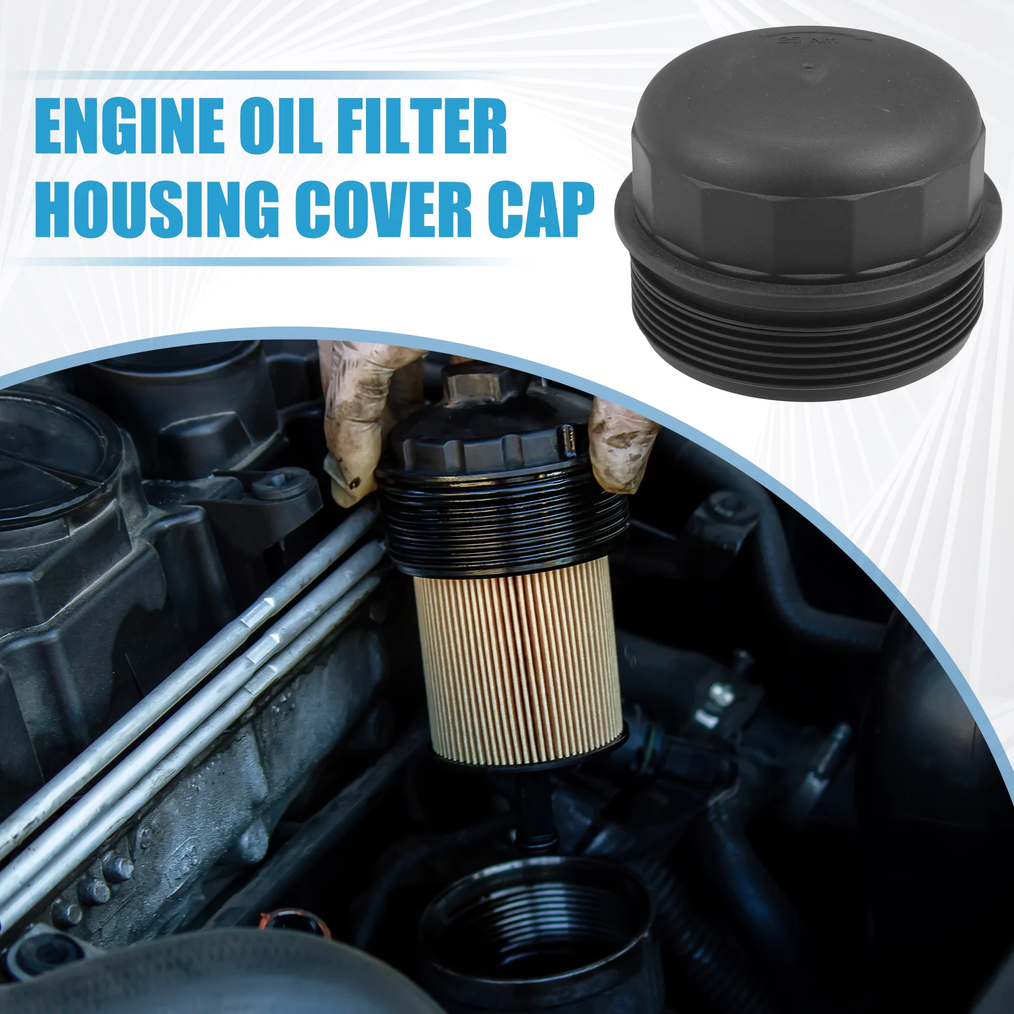 Engine Oil Filter Housing Cover Cap 26351-3C100 for Hyundai Entourage 3.8L Santa Fe 3.3L 2007-2008 Plastic Black - Image 3