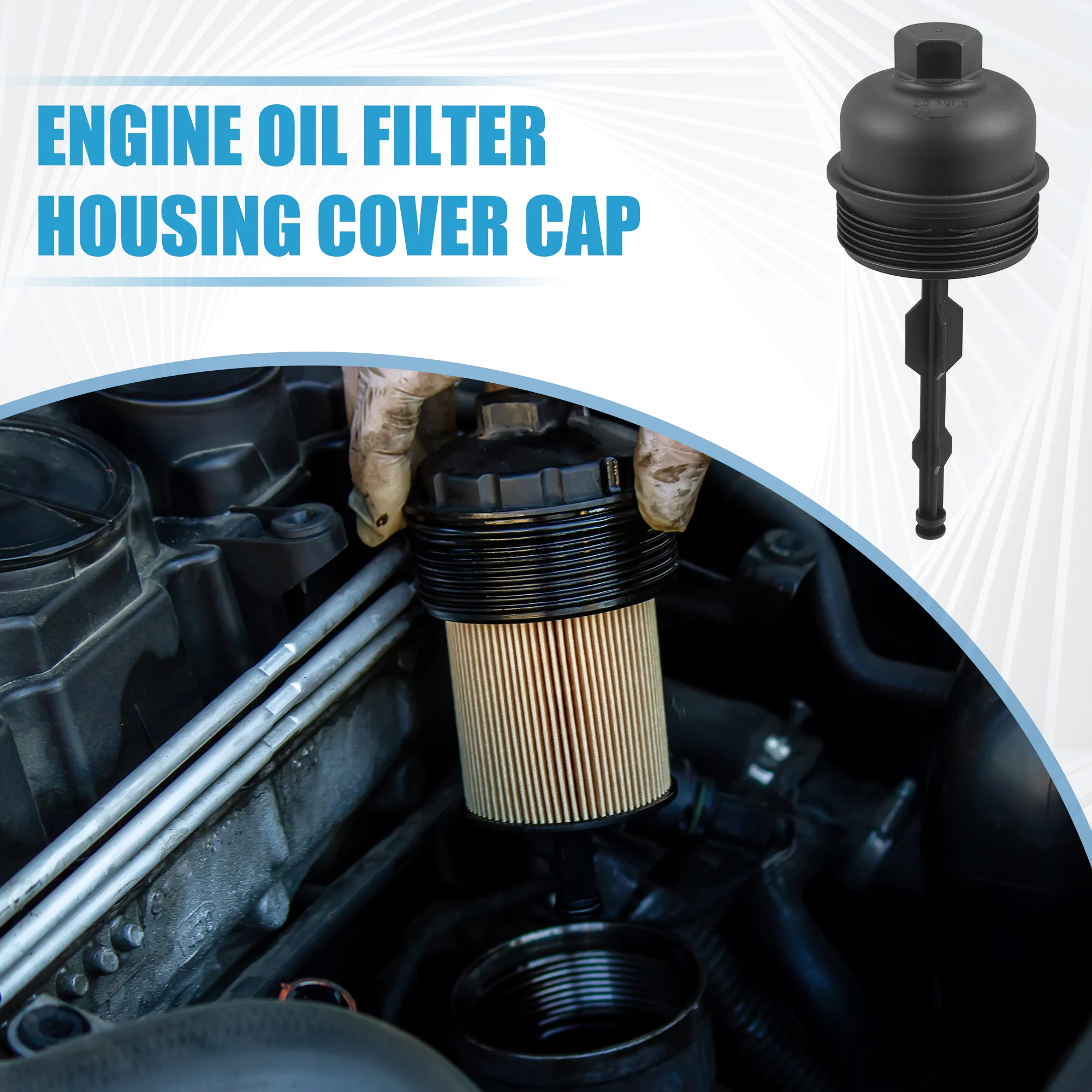 Engine Oil Filter Housing Cover Cap 26350-2A000 for HYUNDAI Accent Getz 1.5L 2002-2010 Plastic Black - Image 3