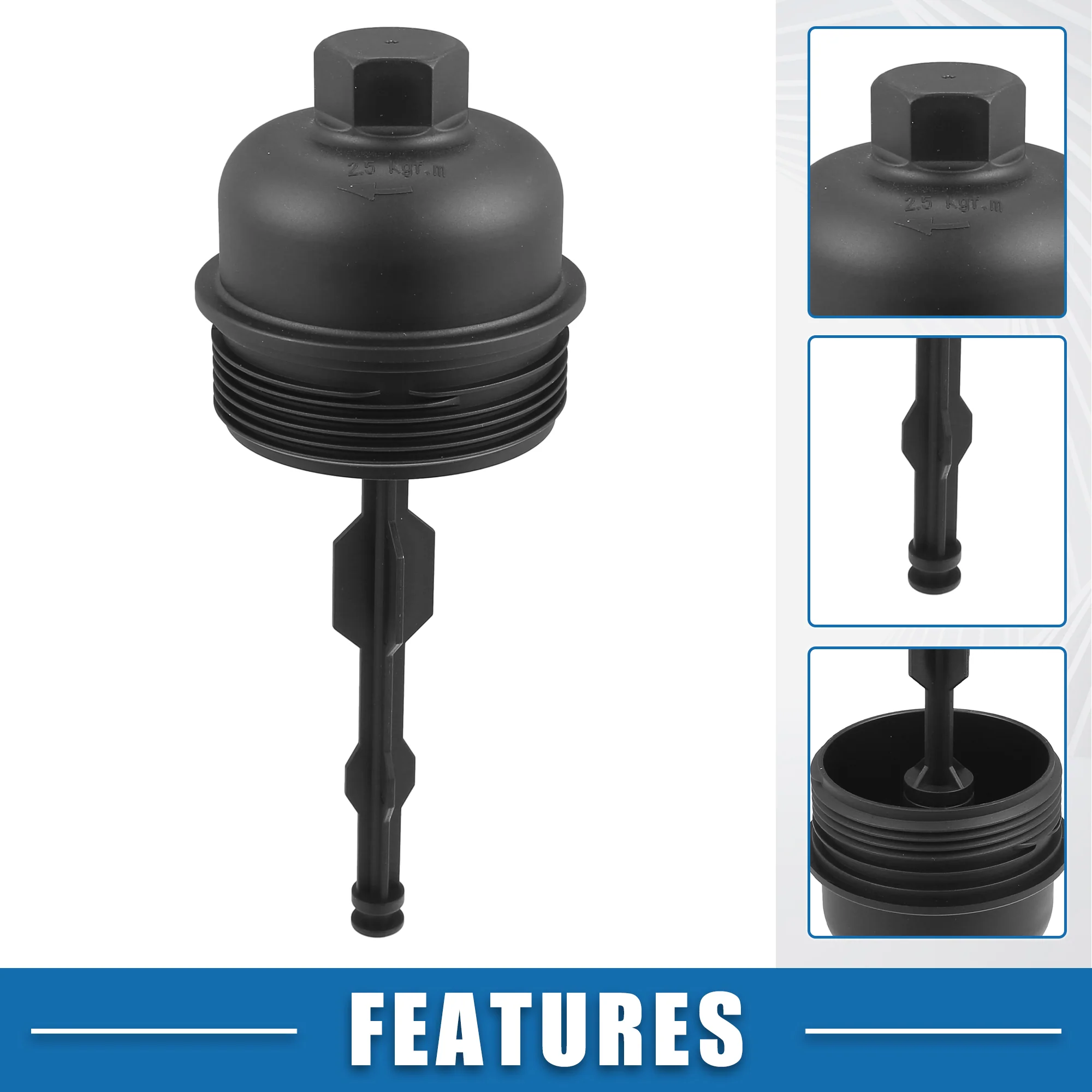 Engine Oil Filter Housing Cover Cap 26350-2A000 for HYUNDAI Accent Getz 1.5L 2002-2010 Plastic Black - Image 4