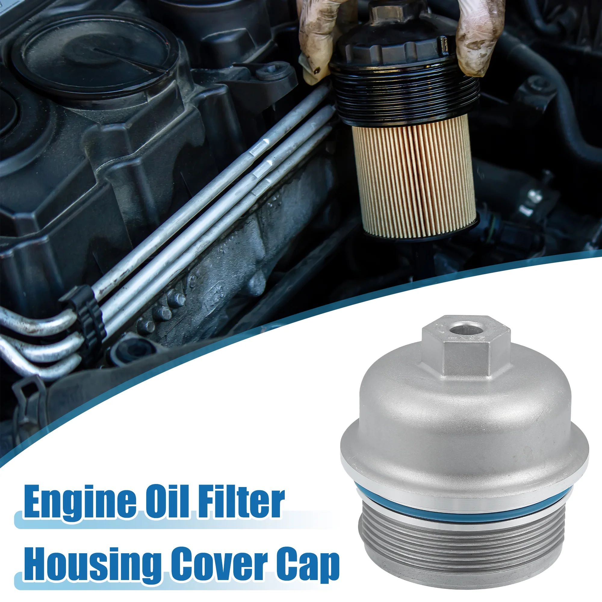 Engine Oil Filter Housing Cover Cap 12583470 for Chevrolet Camaro 3.6L 2010-2015 Metal Silver Tone - Image 2