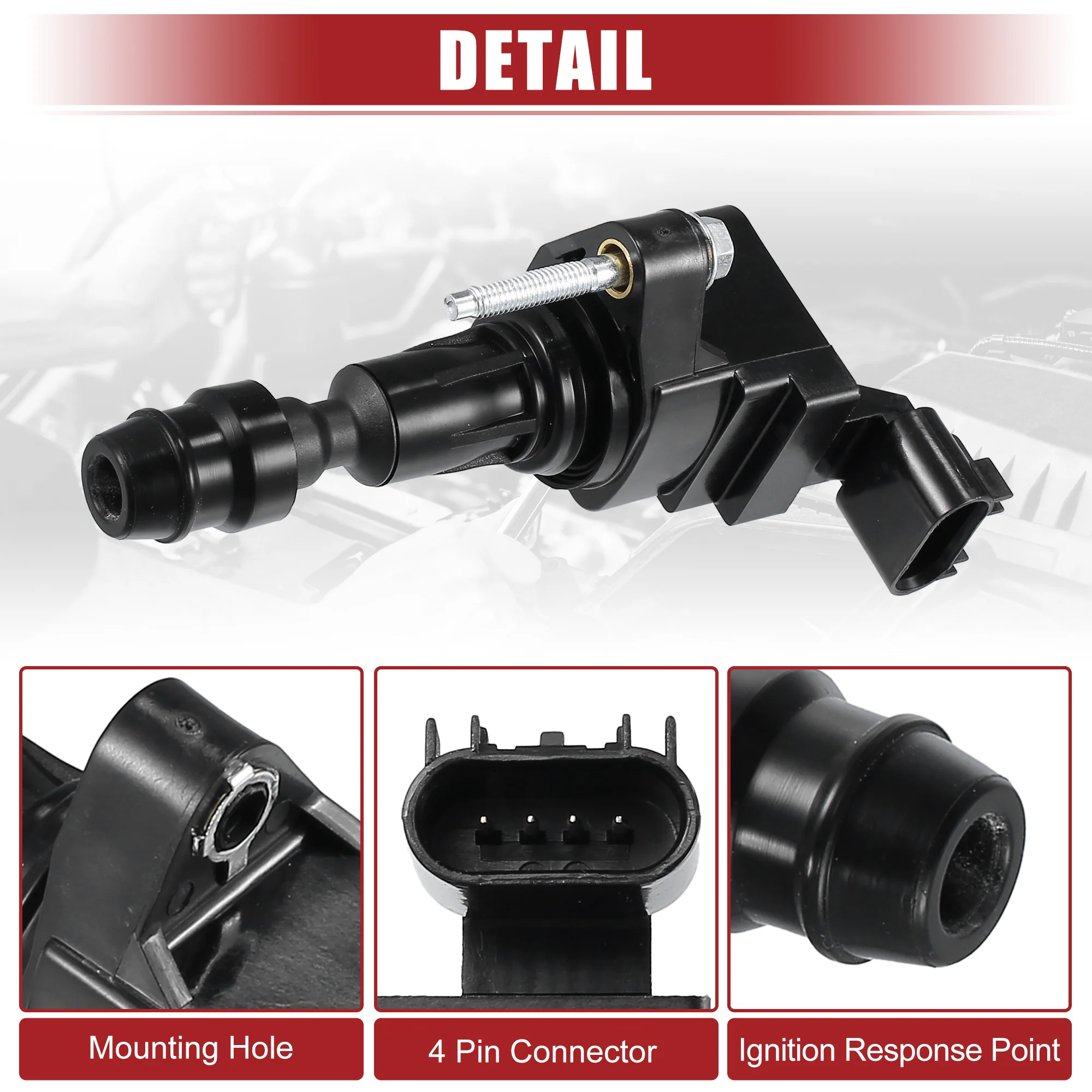 Automotive Engine Ignition Coils Pack Assembly Fit for Buick Lacrosse - Pack of 4 Black - Image 5