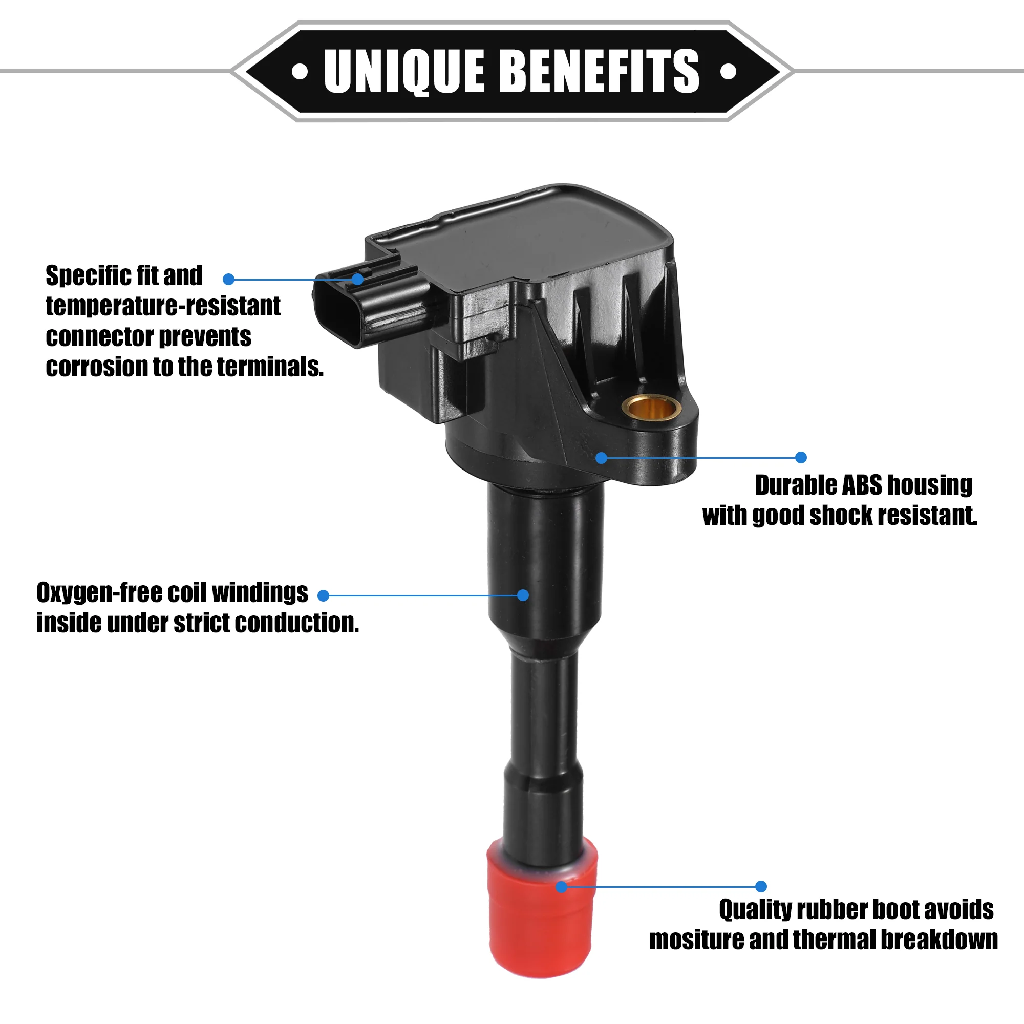 4 Pcs Ignition Coils Compatible for Honda Civic L4 1.3L 2003-2010, Durable ABS Metal Black Engine Ignition Coil Set Replacement 30521-PWA-003 - Image 4