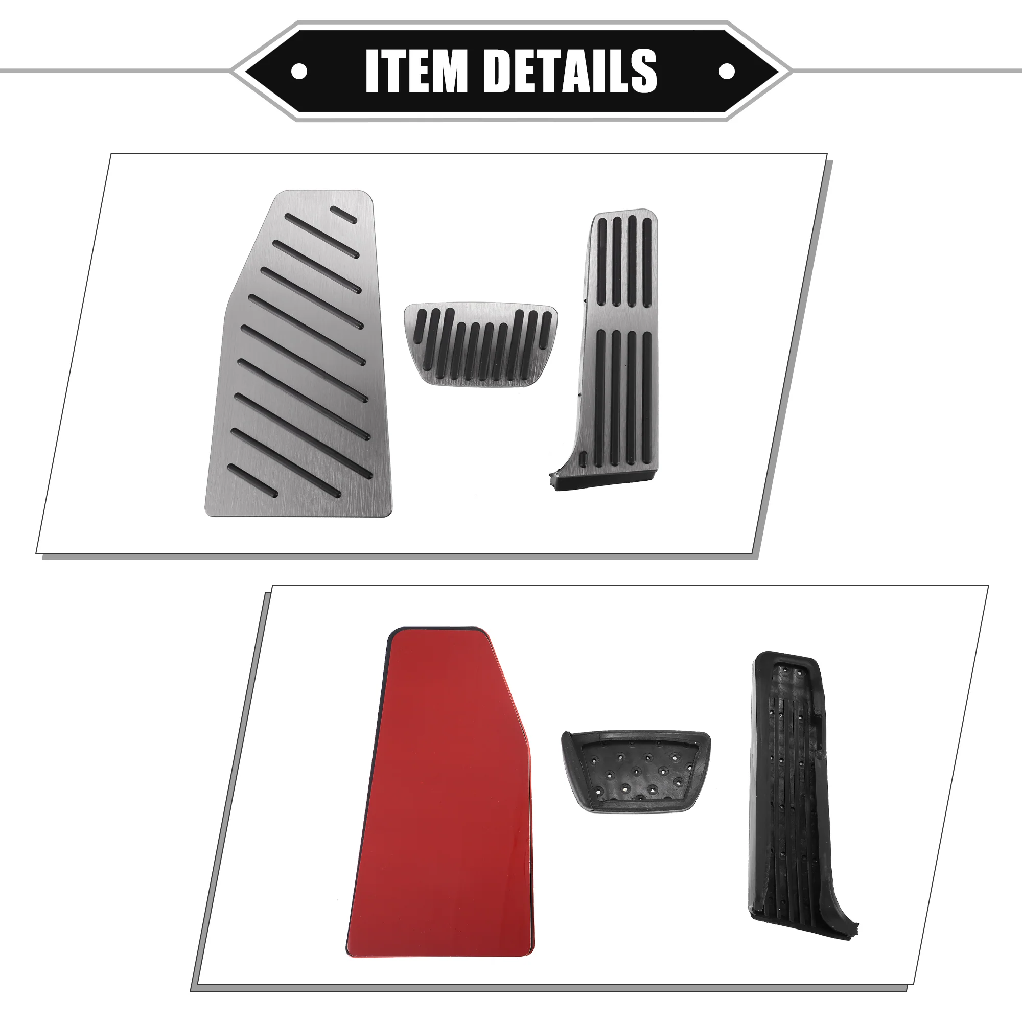 3 Pcs Accelerator Gas Brake Footrest Pedal Cover Compatible for Toyota Rav4 2019-2023, Aluminum Alloy Rubber Silver Tone Automatic Car Pedal Pads - Image 6