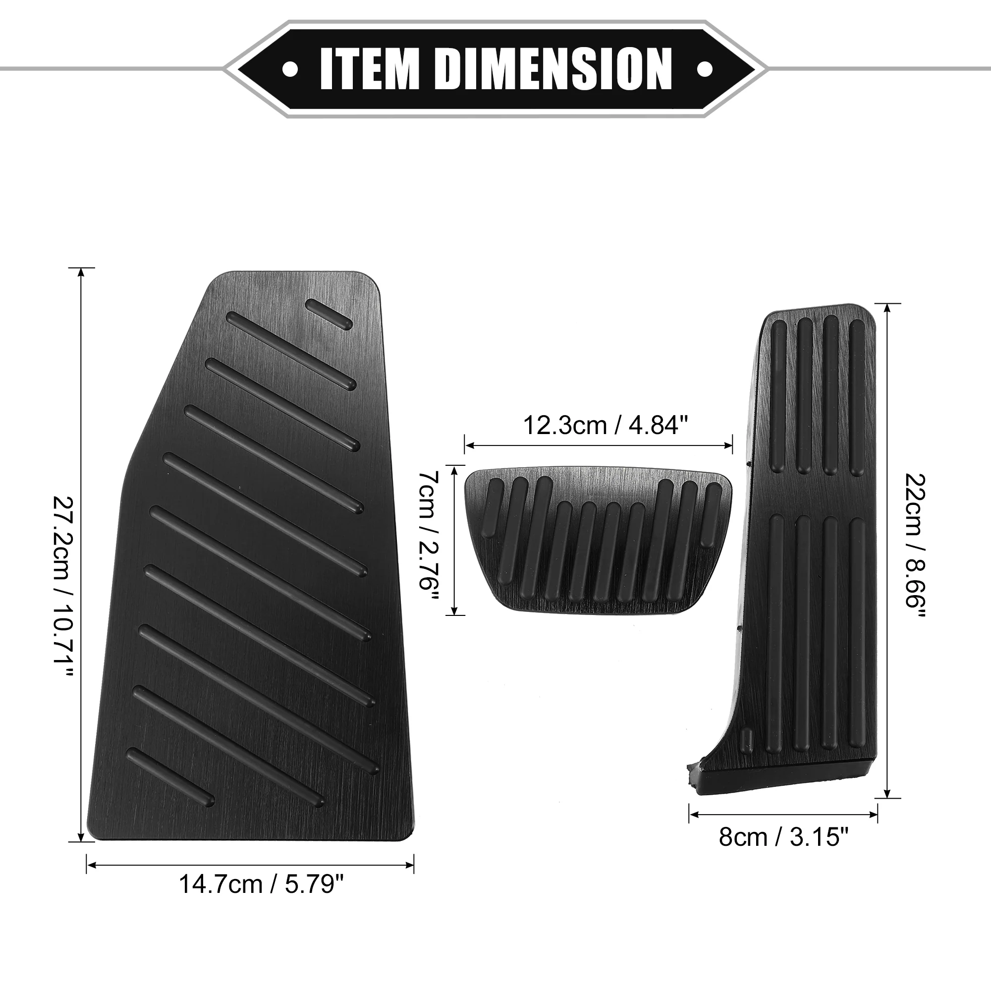 3 Pcs Accelerator Gas Brake Footrest Pedal Cover Compatible for Toyota Rav4 2019-2023, Aluminum Alloy Rubber Black Automatic Car Pedal Pads - Image 7