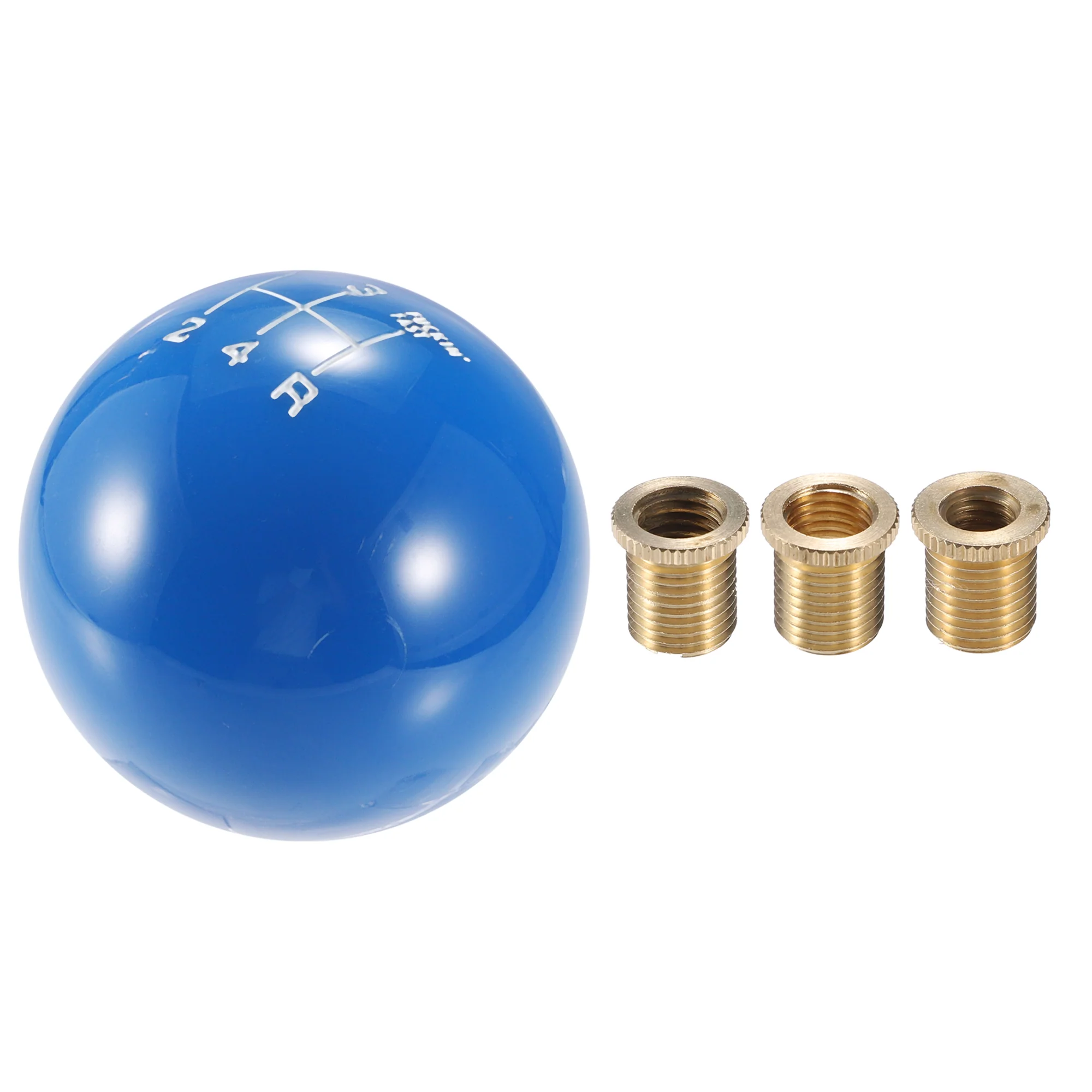 Car Manual 4 Speed Ball Gear Shift Knob Kit, Round Short Throw Shifter Universal for Manual Transmission Vehicles Durable Acrylic Blue with Adapter