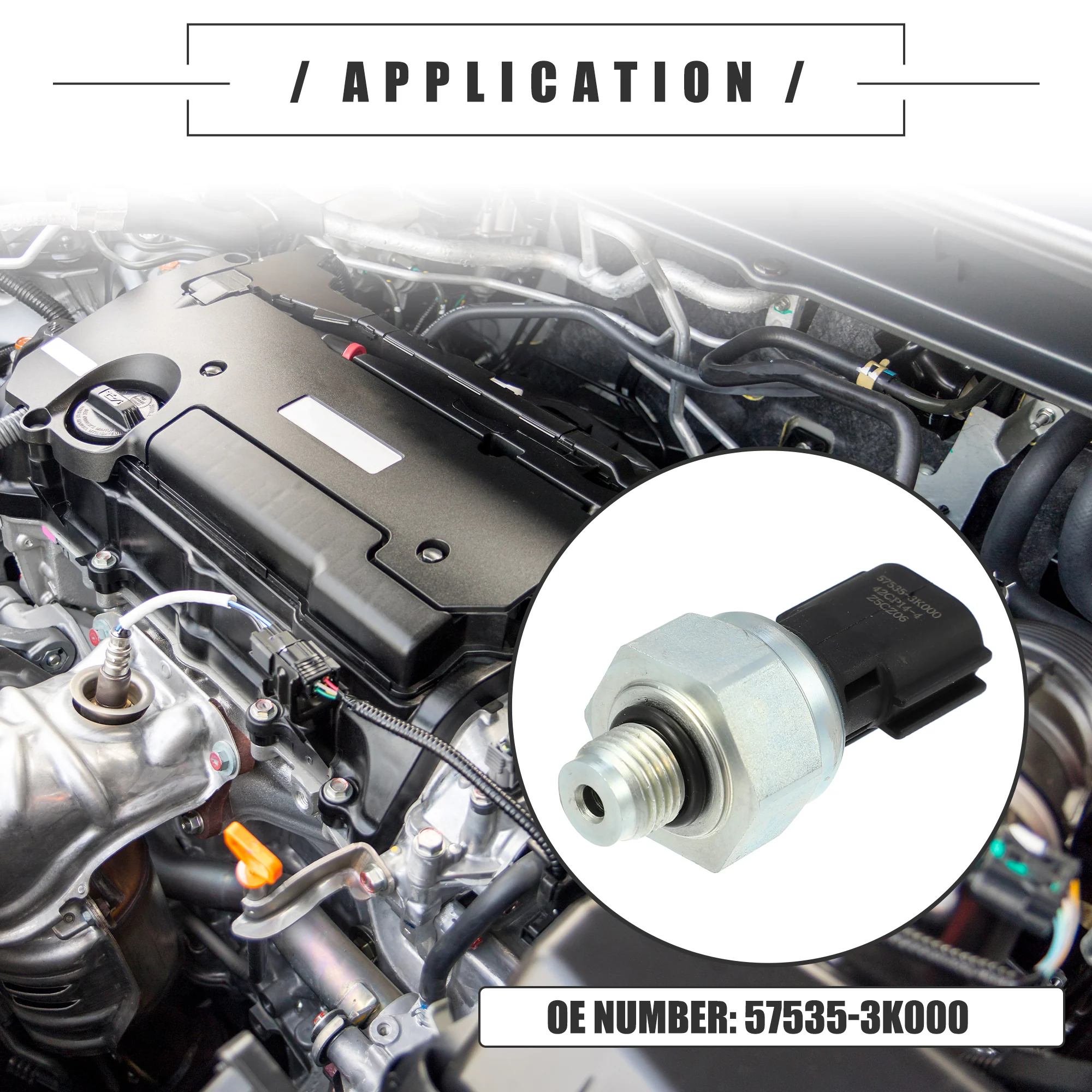 Engine Oil Pressure Sensor, for Hyundai 2009-2013, Metal, 57535-3K000, Black Silver Tone - Image 4