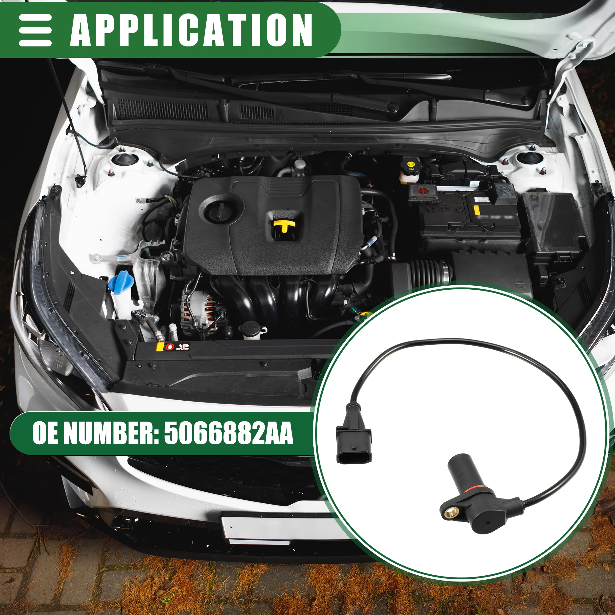 Engine Crankshaft Position Sensor, Crank Position Sensor, for Jeep Liberty 2005-2006 L4 2.8L, ABS, 5066882AA, Black - Image 4