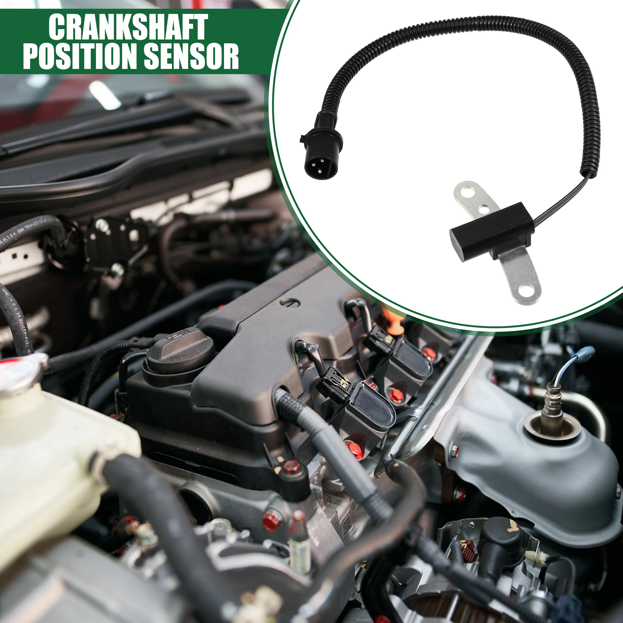 Engine Crankshaft Position Sensor, Crank Position Sensor, for Jeep Cherokee 1991-1992 L4 2.5L Petrol, ABS, 4638128, Black - Image 2