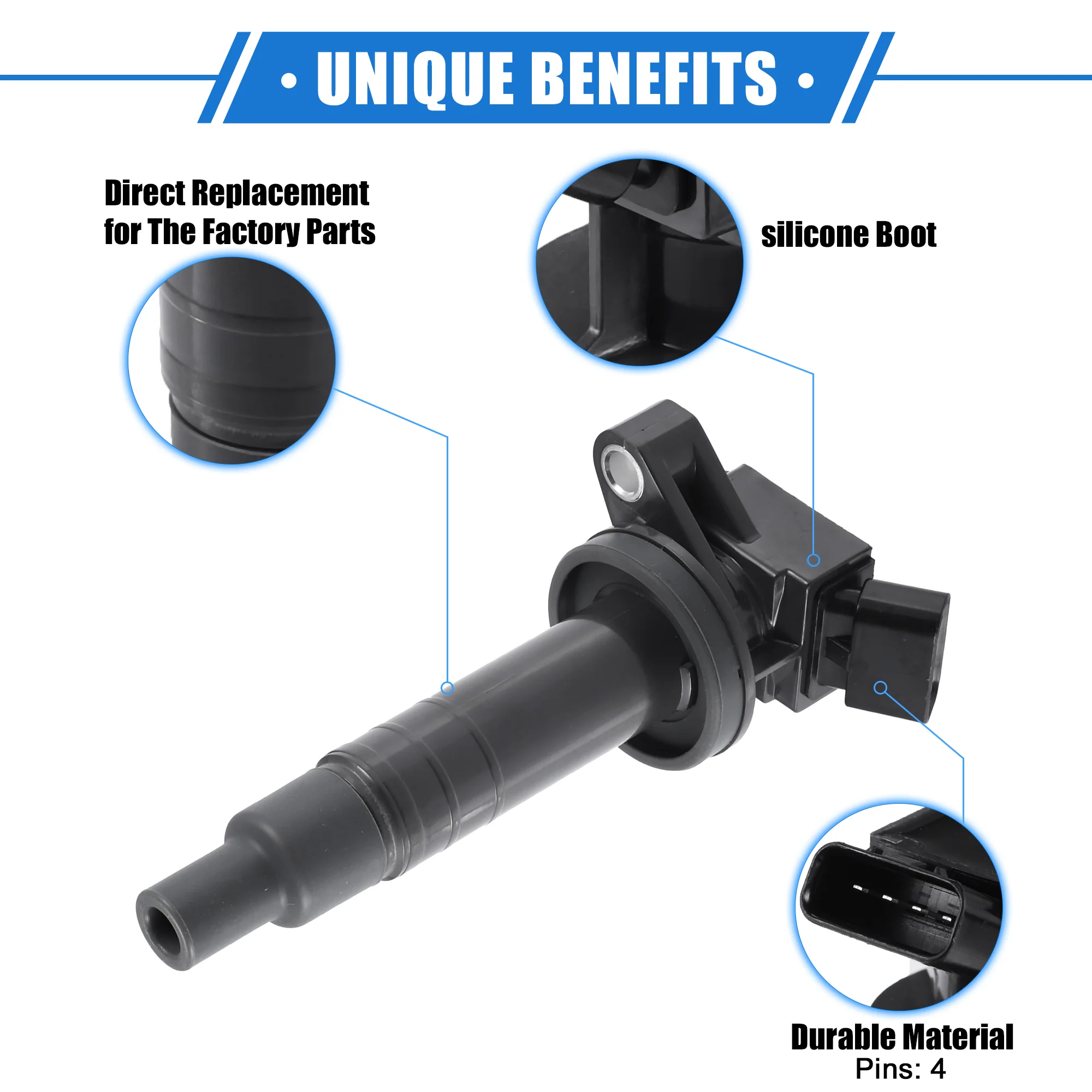 Car Ignition Coil Compatible for Toyota Corolla L4 1.8L 2000-2008, Durable Metal Gray Engine Ignition Coil Assembly - Image 4