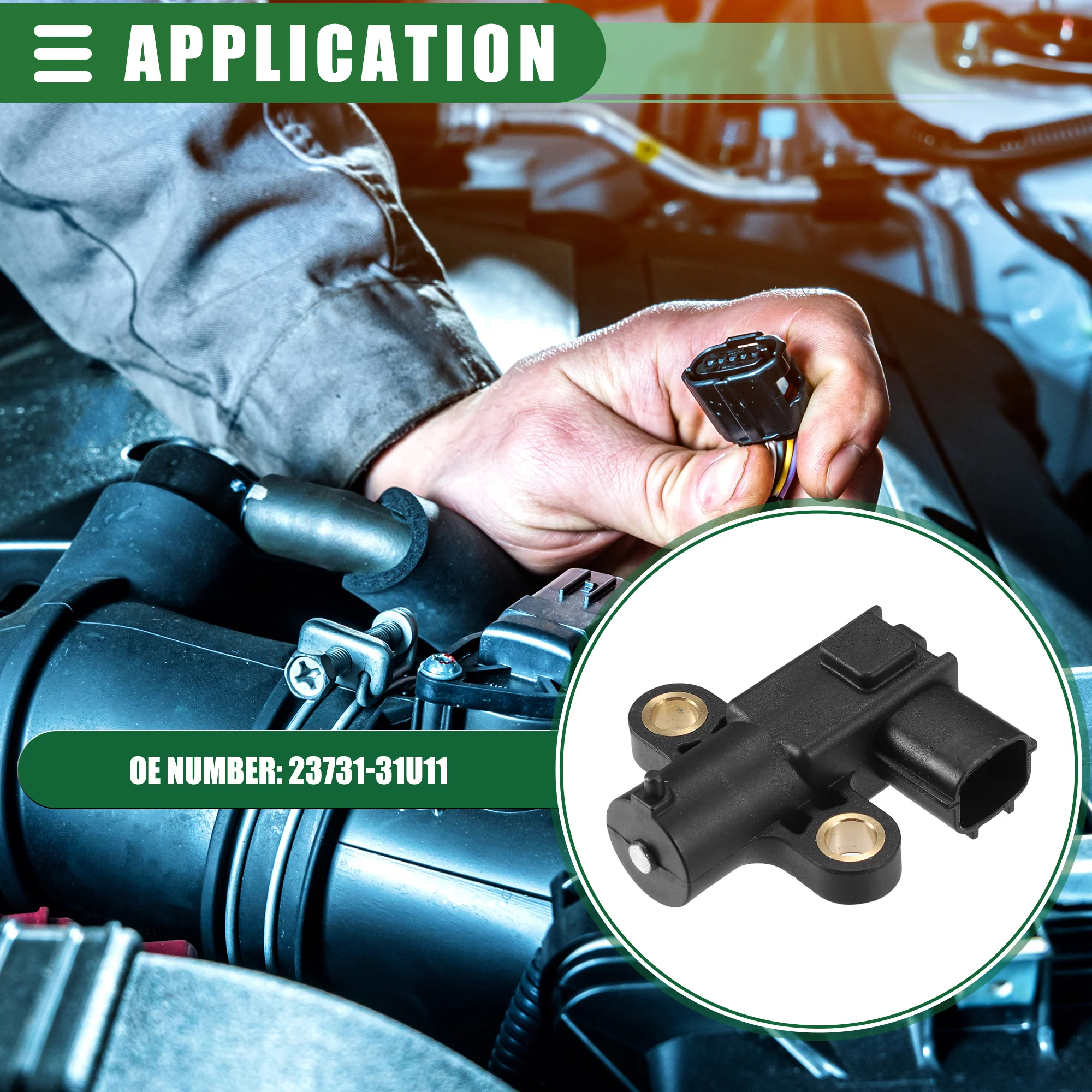 Engine Crankshaft Position Sensor Crank Position Sensor for Infiniti QX4 3.5L 2001-2003 ABS 23731-31U11 Black - Image 4