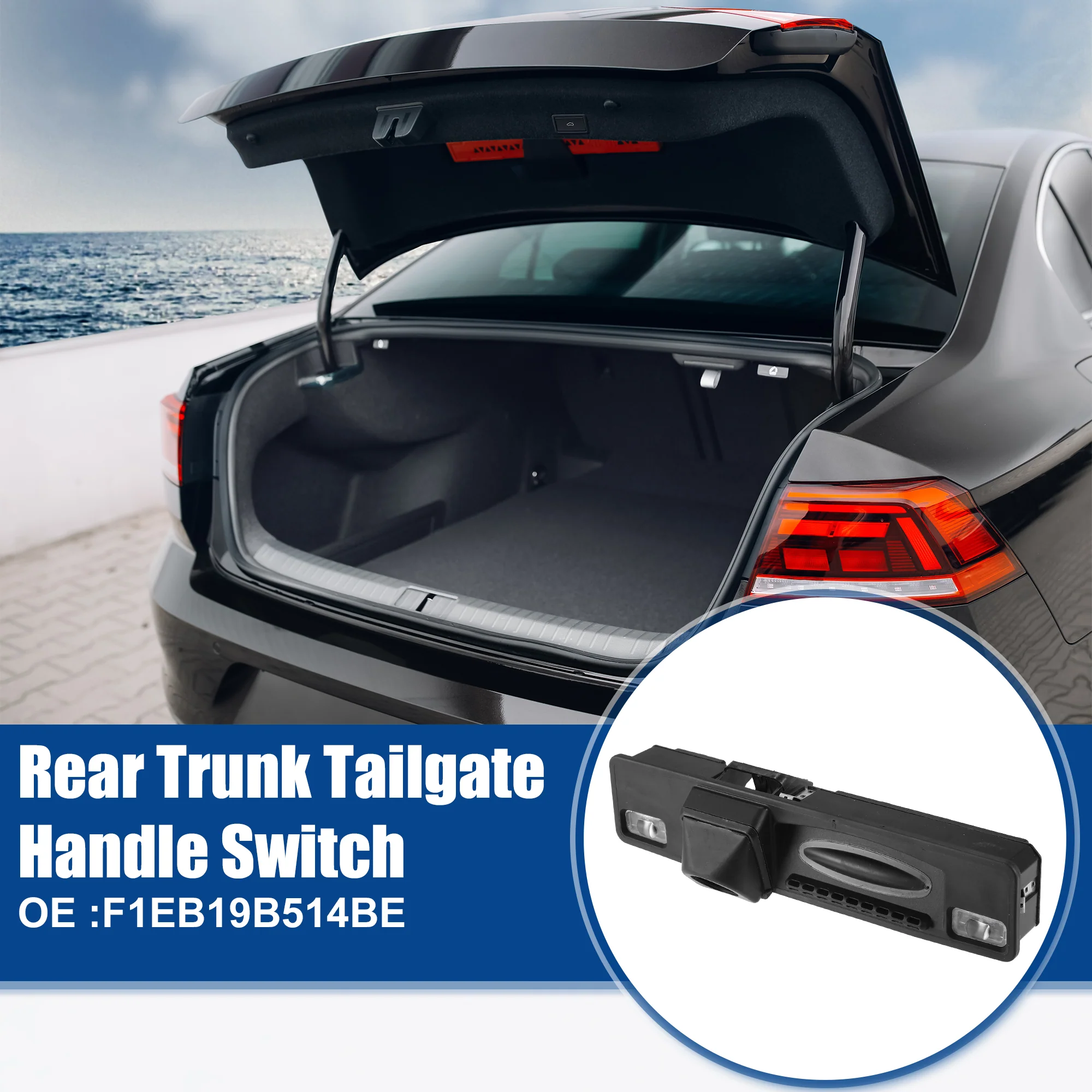 Rear Trunk Lid Tailgate Lock Release Handle Opening Button Switch for FORD Focus Mk3 2014-up No.F1EB19B514BE - Pack of 1 Black - Image 3