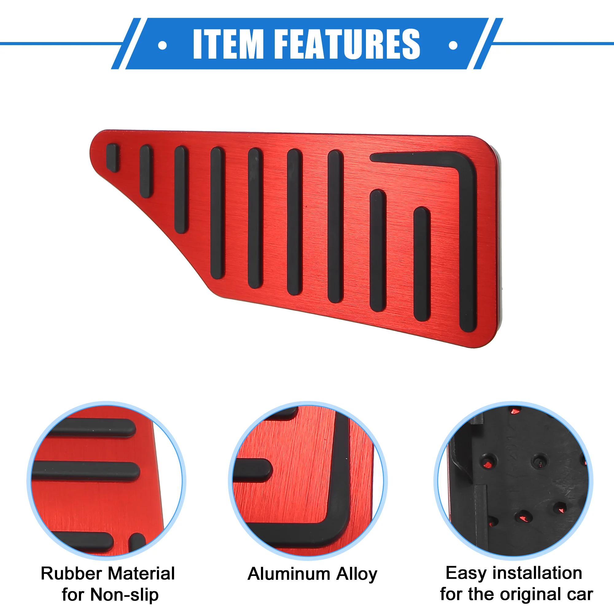 3 Pcs Car Gas Accelerator Brake Foot Rest Pedal Cover Pad Compatible for Honda HR-V 2021-2023, Antislip Aluminum Alloy Red - Image 5