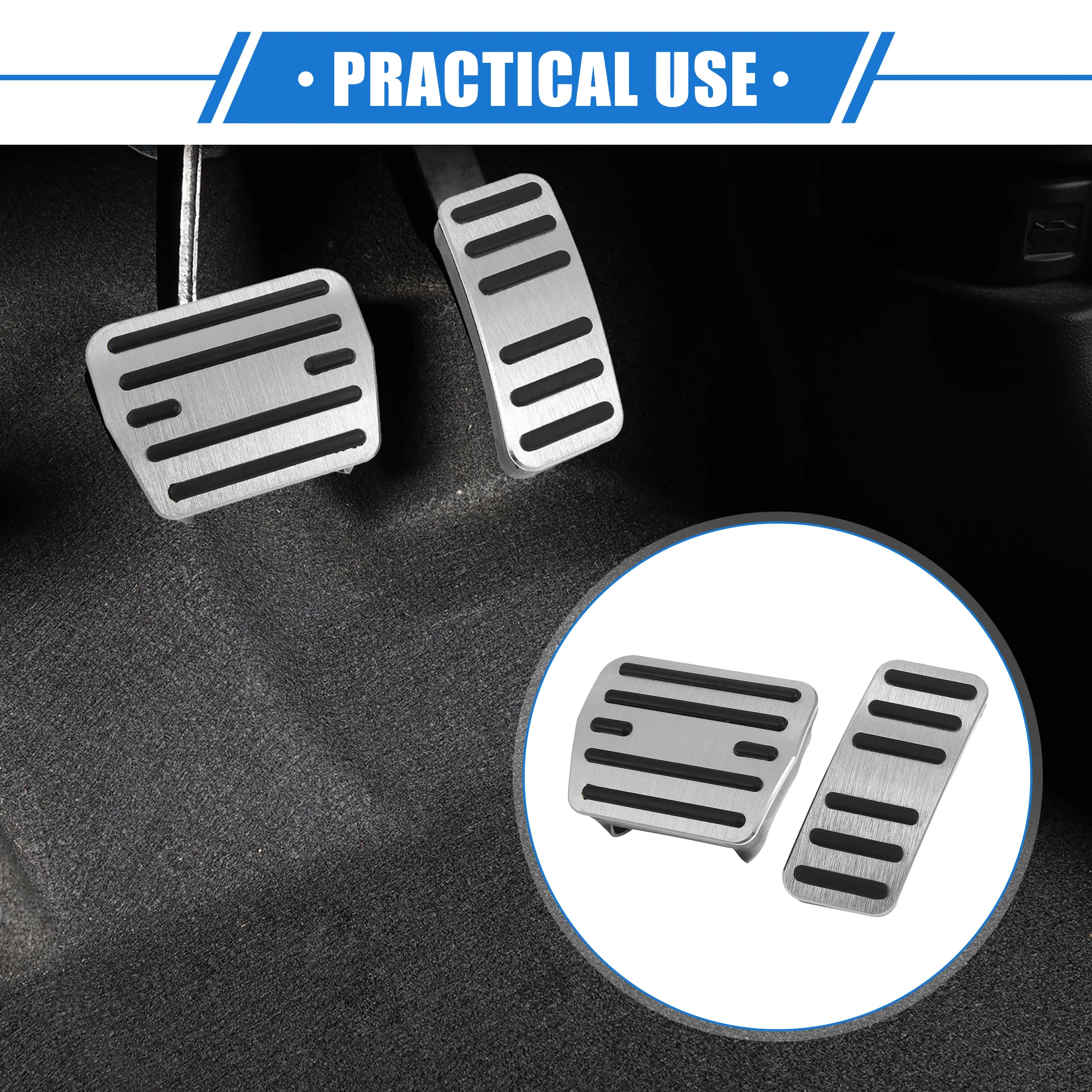 2 Pcs Car Gas Accelerator Brake Pedal Cover Pad Compatible for VW Golf Golf Alltrack Golf SportWagen 2015-2020, Antislip Aluminum Alloy Silver Tone - Image 3