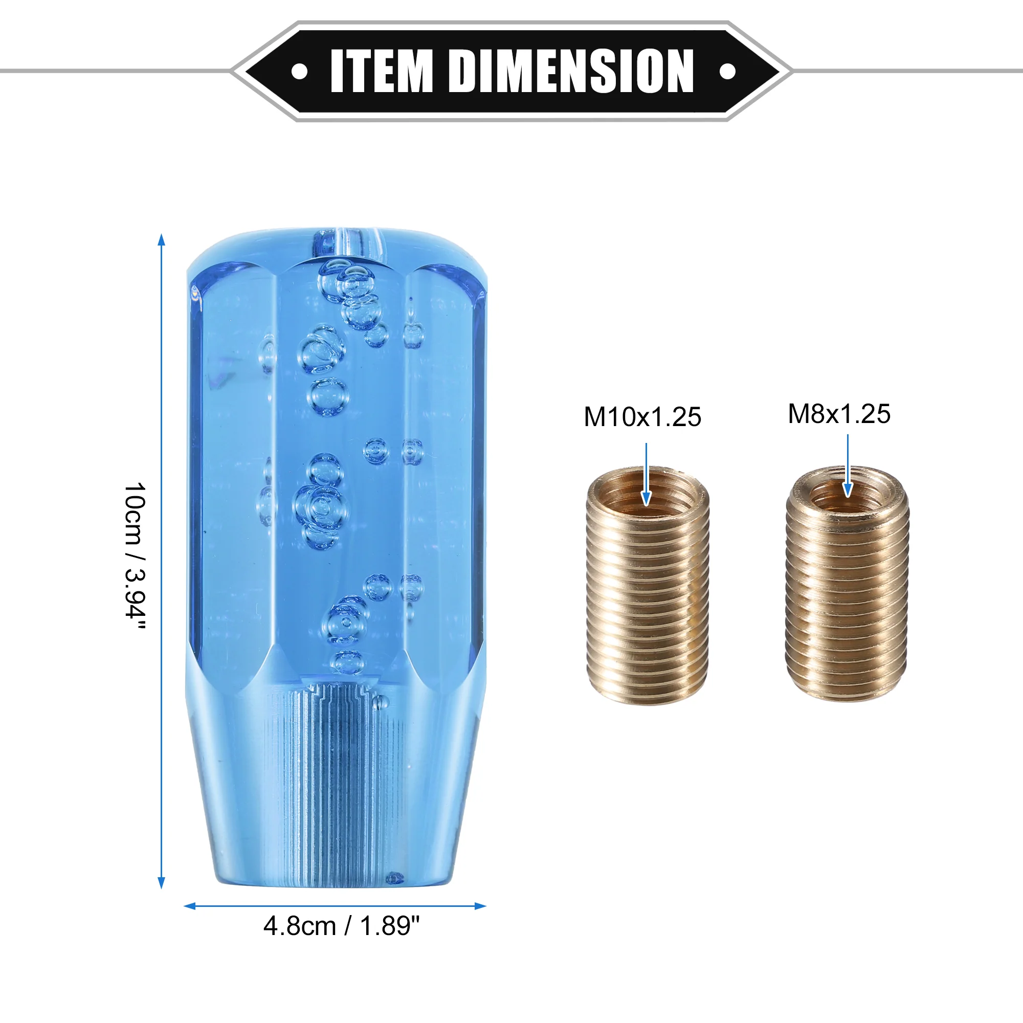 Gear Shift Knob Stick, 10cm Faux Crystal Transparent Bubble Gear Shifter Universal for Manual Transmission Vehicle Durable Acrylic Blue with Adapter - Image 7