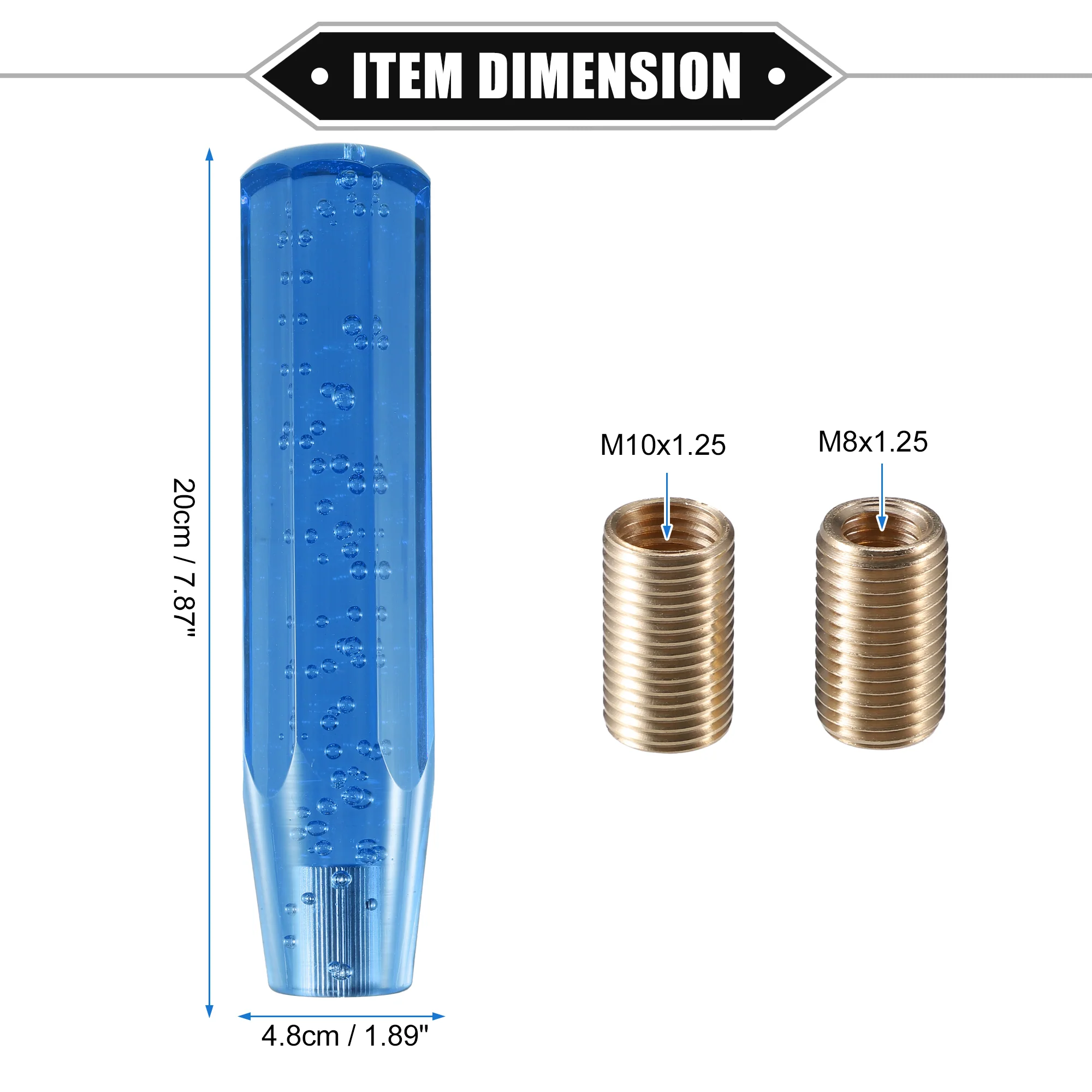 Gear Shift Knob Stick, 20cm Faux Crystal Transparent Bubble Gear Shifter Universal for Manual Transmission Vehicle Durable Acrylic Blue with Adapter - Image 7