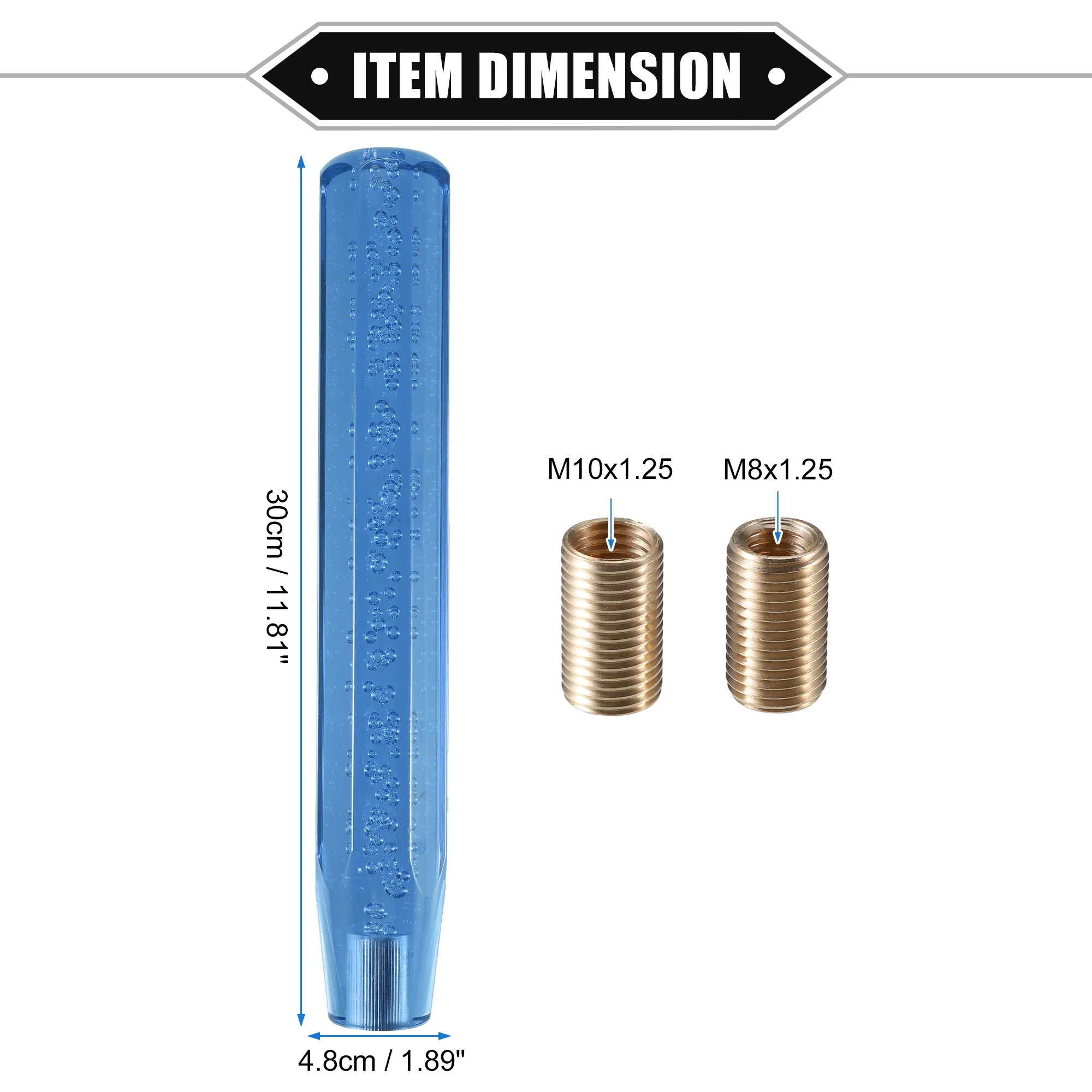Gear Shift Knob Stick, 30cm Faux Crystal Transparent Bubble Gear Shifter Universal for Manual Transmission Vehicle Durable Acrylic Blue with Adapter - Image 7