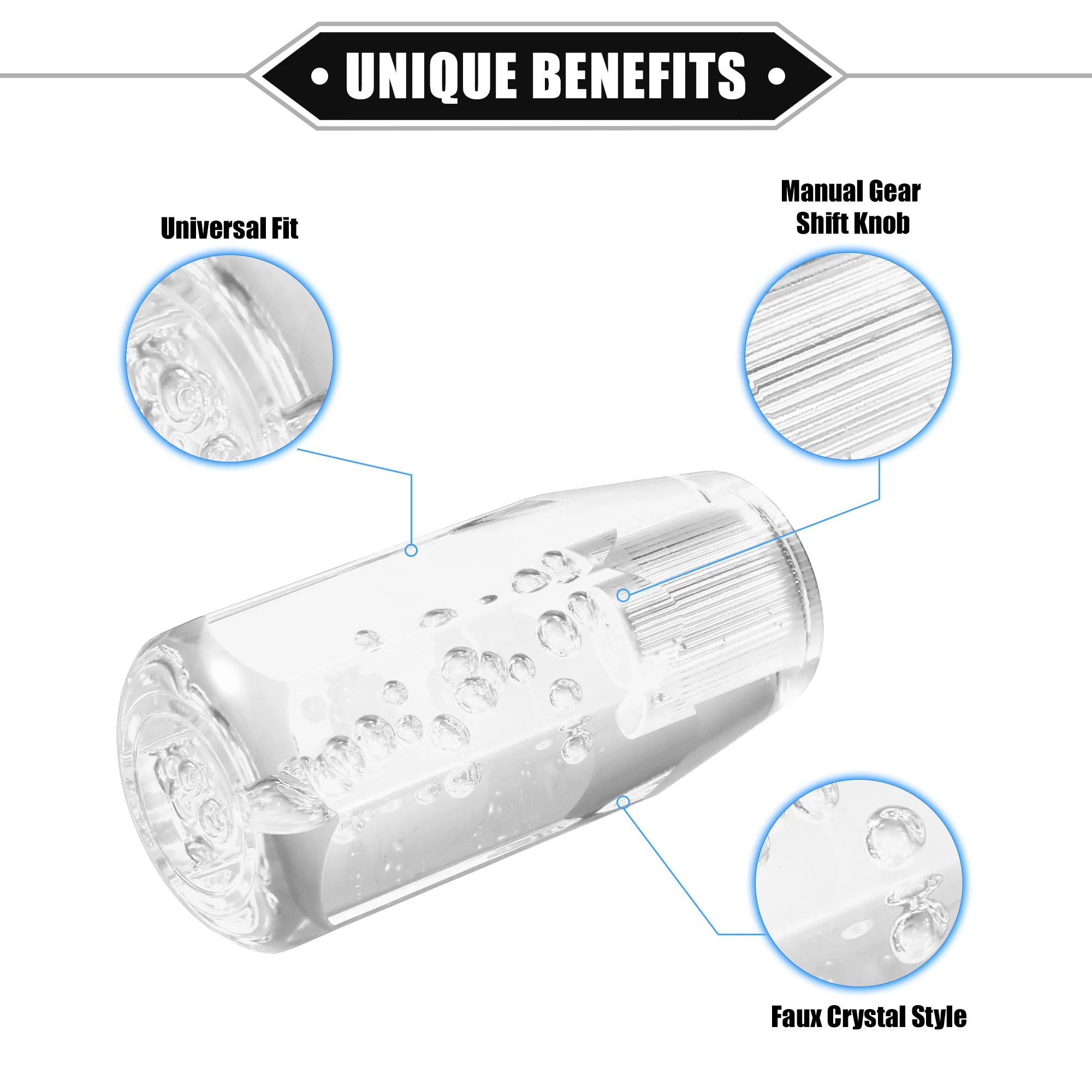 Gear Shift Knob Stick, 10cm Faux Crystal Transparent Bubble Gear Shifter Universal for Manual Transmission Vehicle Durable Acrylic Clear with Adapter - Image 4