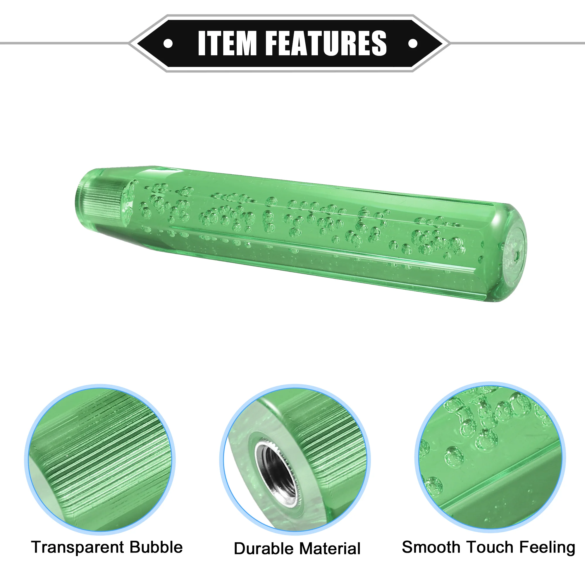Gear Shift Knob Stick, 25cm Faux Crystal Transparent Bubble Gear Shifter Universal for Manual Transmission Vehicle Durable Acrylic Green with Adapter - Image 5
