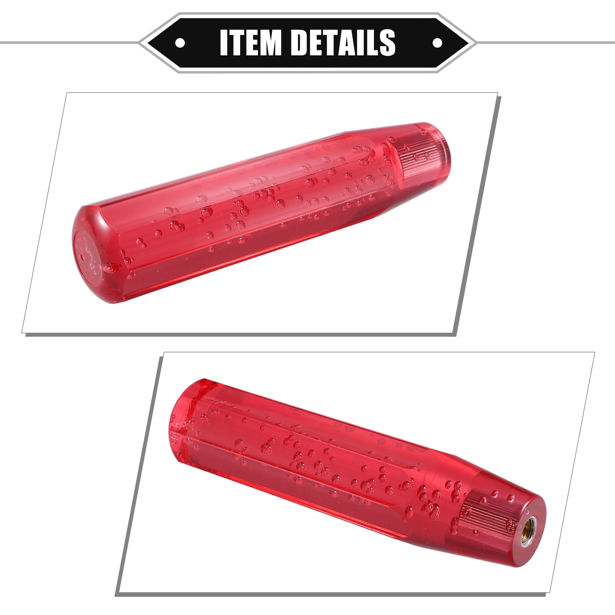 Gear Shift Knob Stick, 20cm Faux Crystal Transparent Bubble Gear Shifter Universal for Manual Transmission Vehicle Durable Acrylic Red with Adapter - Image 6