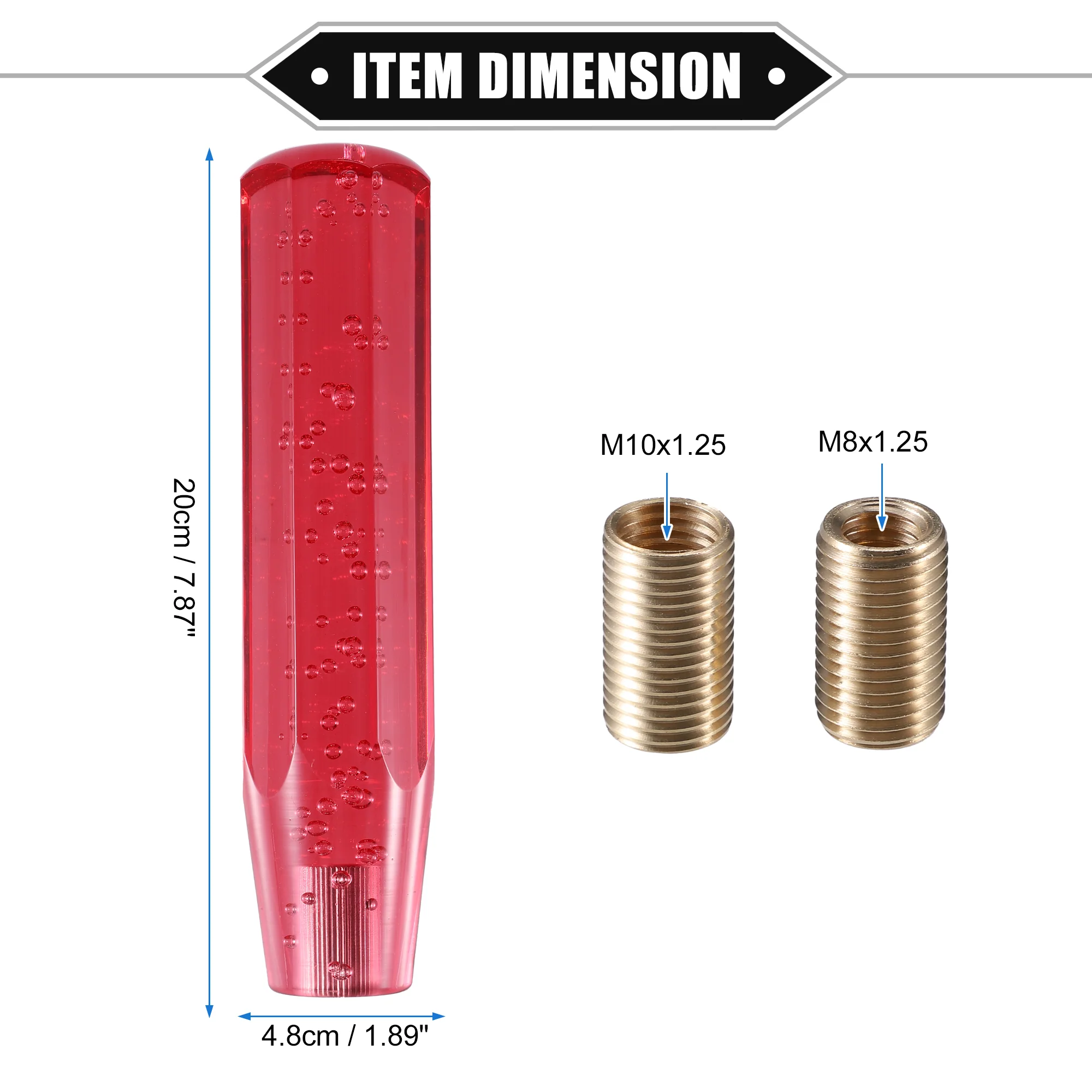 Gear Shift Knob Stick, 20cm Faux Crystal Transparent Bubble Gear Shifter Universal for Manual Transmission Vehicle Durable Acrylic Red with Adapter - Image 7