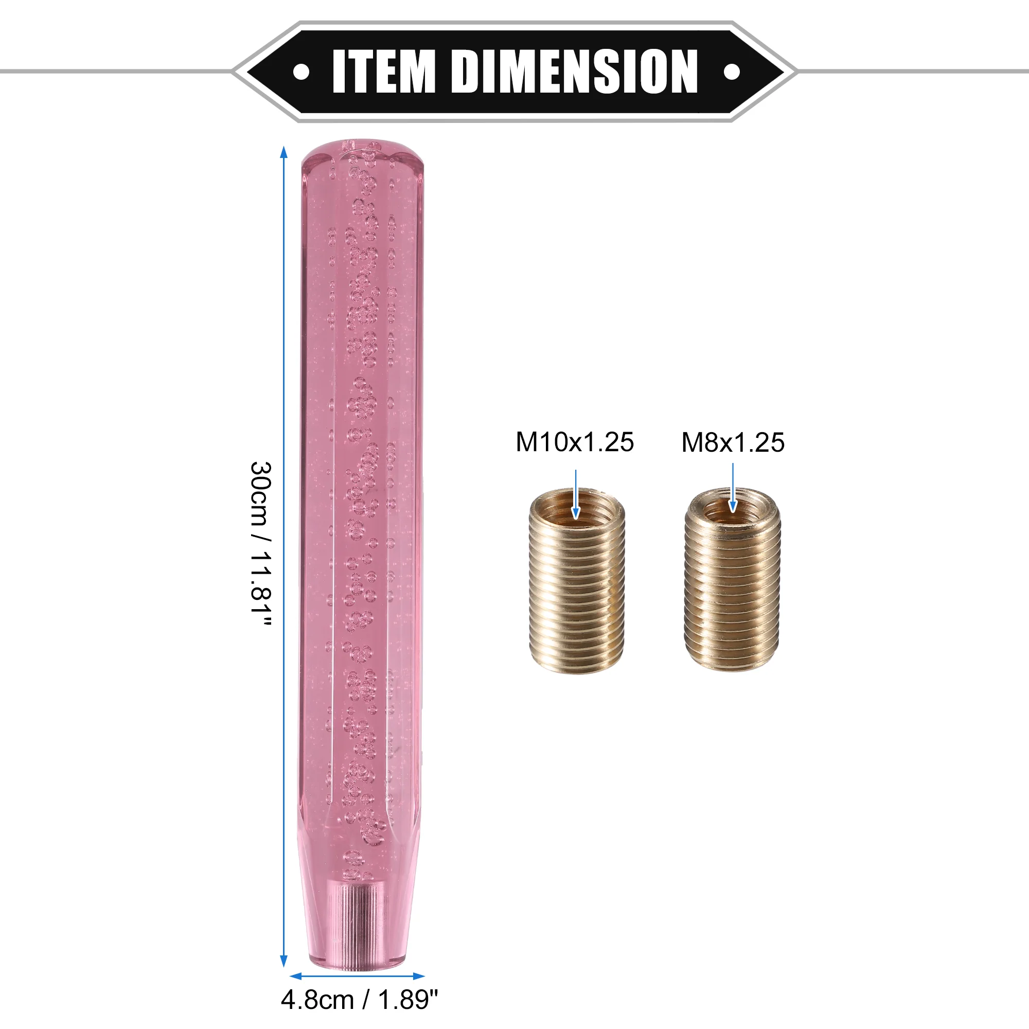 Gear Shift Knob Stick, 30cm Faux Crystal Transparent Bubble Gear Shifter Universal for Manual Transmission Vehicle Durable Acrylic Pink with Adapter - Image 7