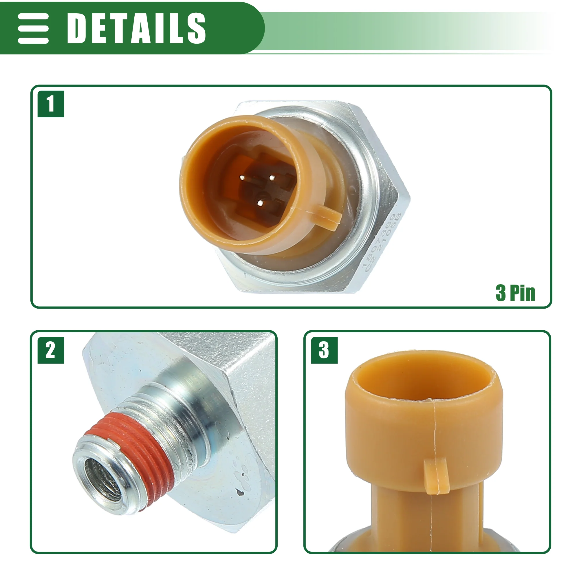 Air Pressure Temperature Sensor, Oil Temperature Pressure Sensor, for Navistar DT466E, Plastic, Silver Tone - Image 6