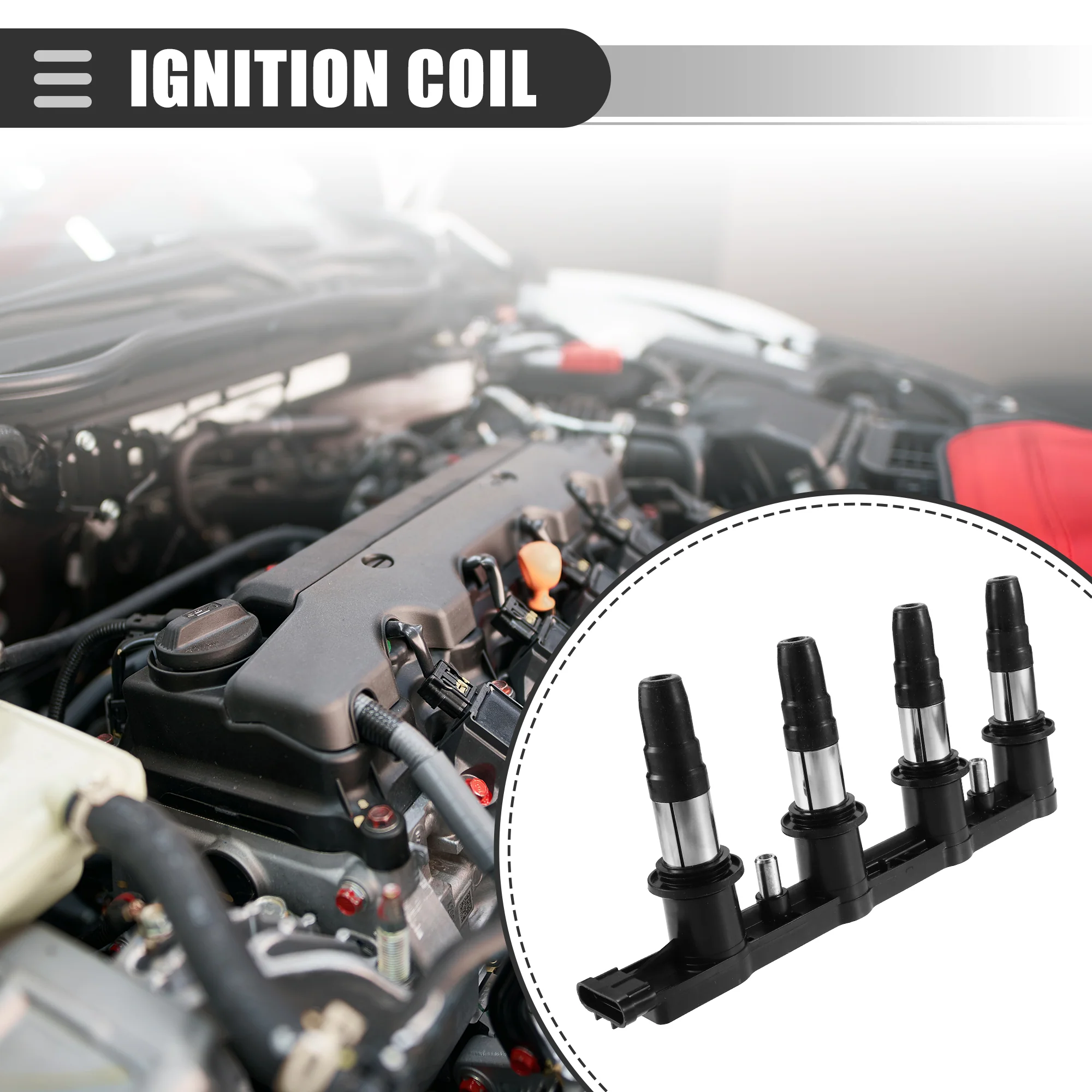 Engine Ignition Coil Assembly, for Chevrolet Cruze 1.8L 2011-2015, Plastic, No.96476983/55571790/25186687, Black - Image 3