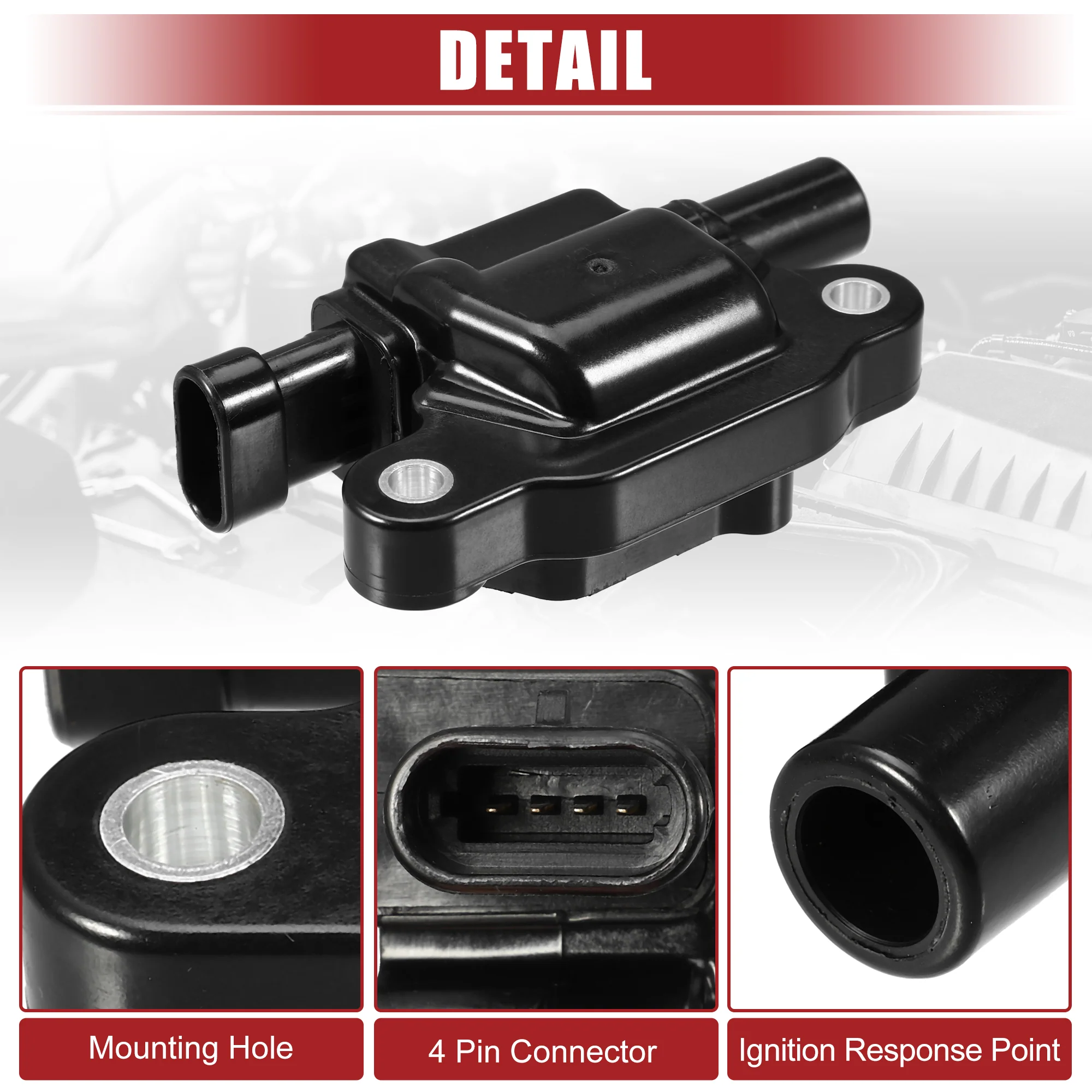 Automotive Ignition Coil Pack Replacement Fit for GMC Yukon - Pack of 8 Black - Image 5