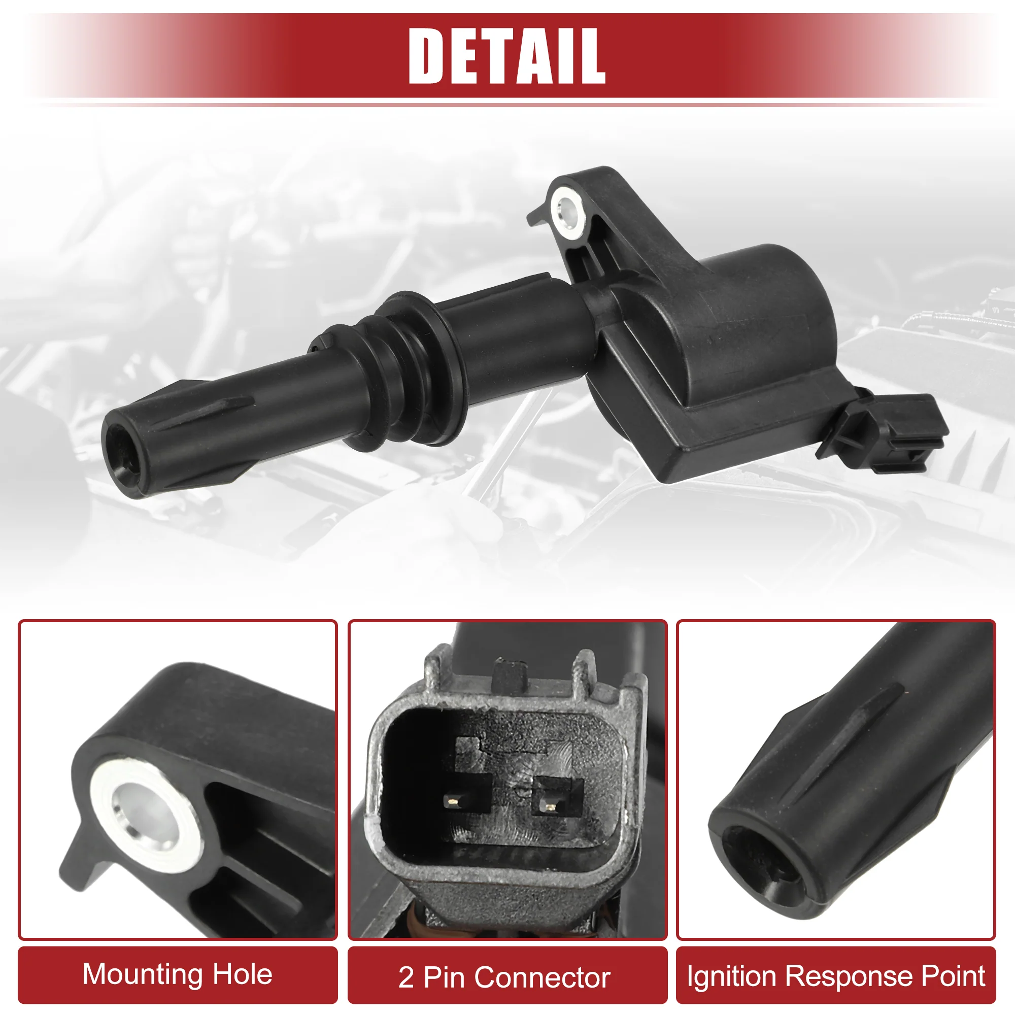 Automotive Ignition Coil Pack Replacement Fit for Ford E-150 - Pack of 8 Black - Image 5