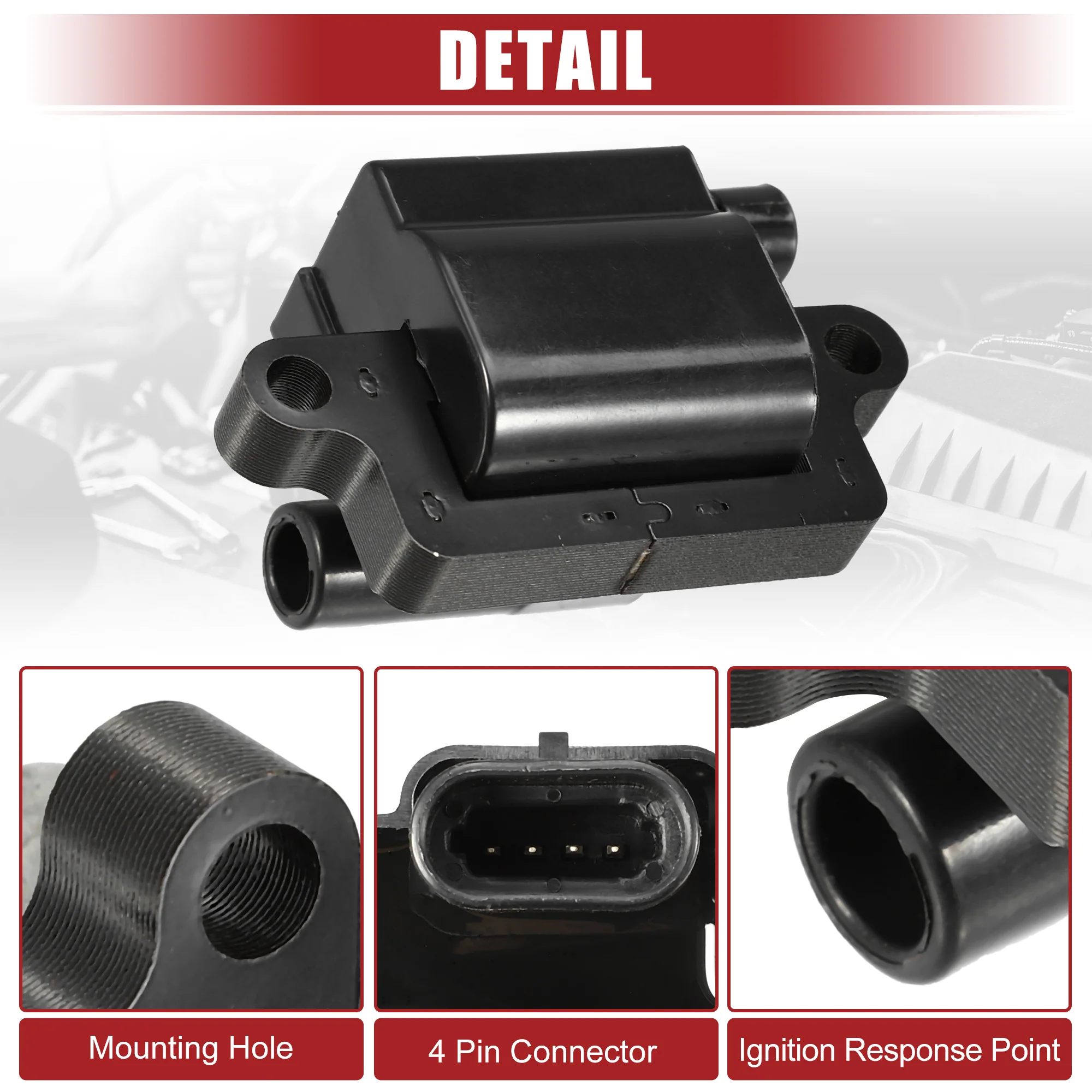 Automotive Ignition Coil Pack Replacement Fit for Chevrolet Silverado 3500 - Pack of 1 Black - Image 5