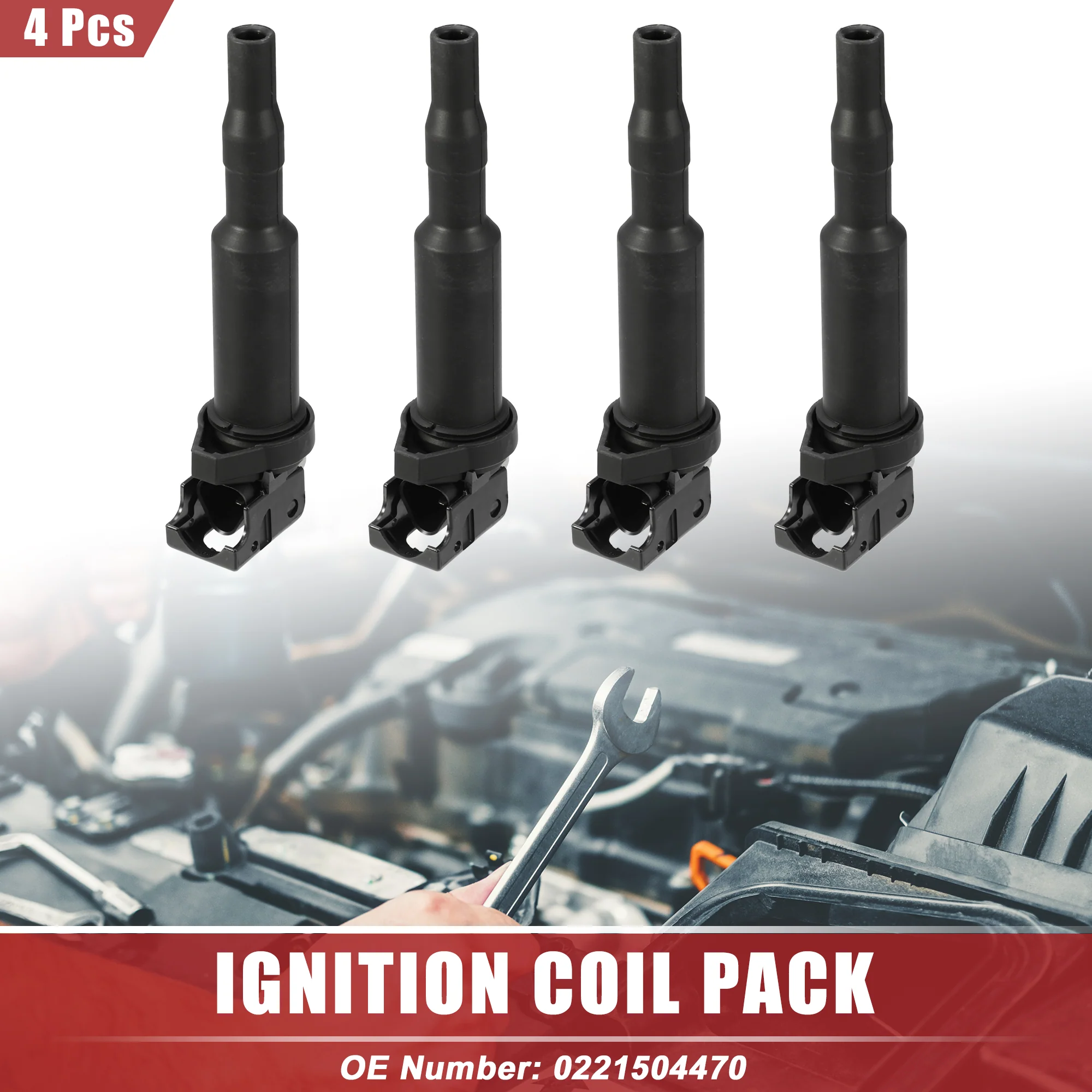 Automotive Ignition Coil Pack Replacement Fit for BMW 128i - Pack of 4 Black - Image 2