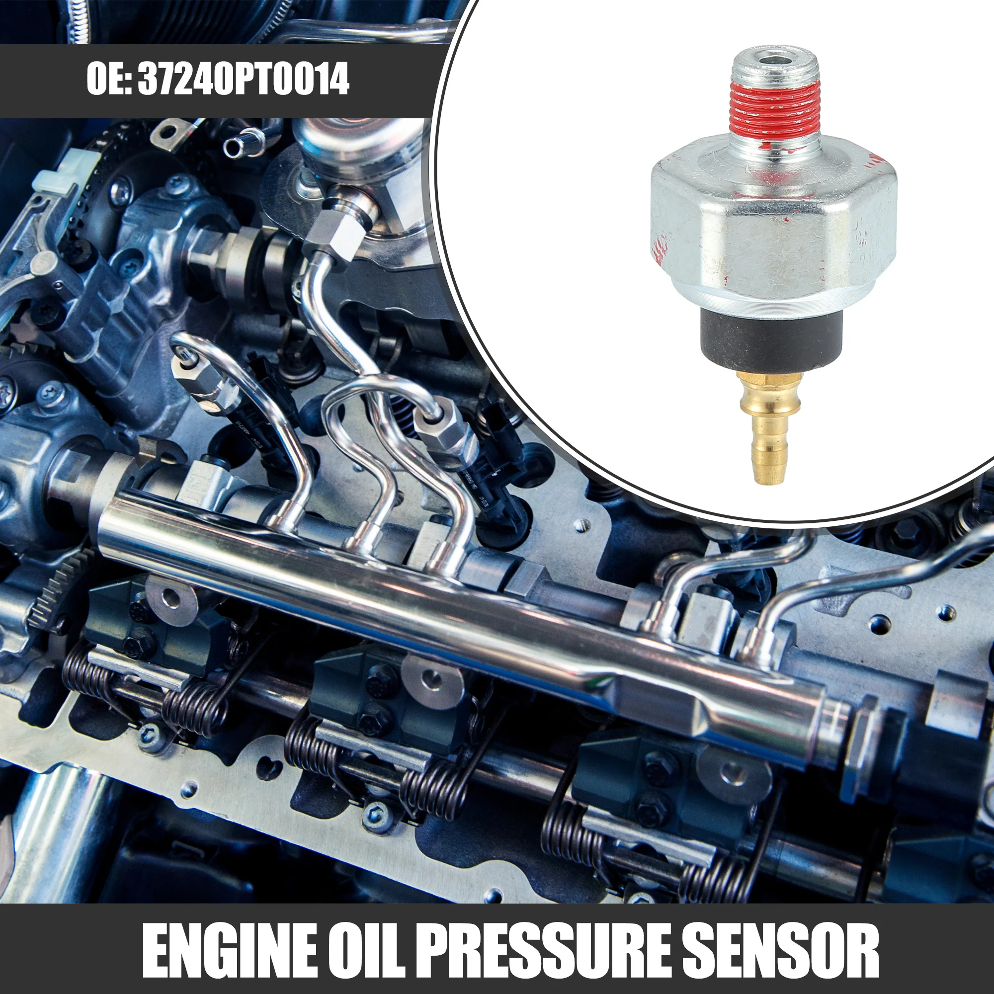 Engine Oil Pressure Sensor, for Honda Accord 1984-2007, Plastic Metal, No.37240PT0014, Black Silver Tone - Image 2