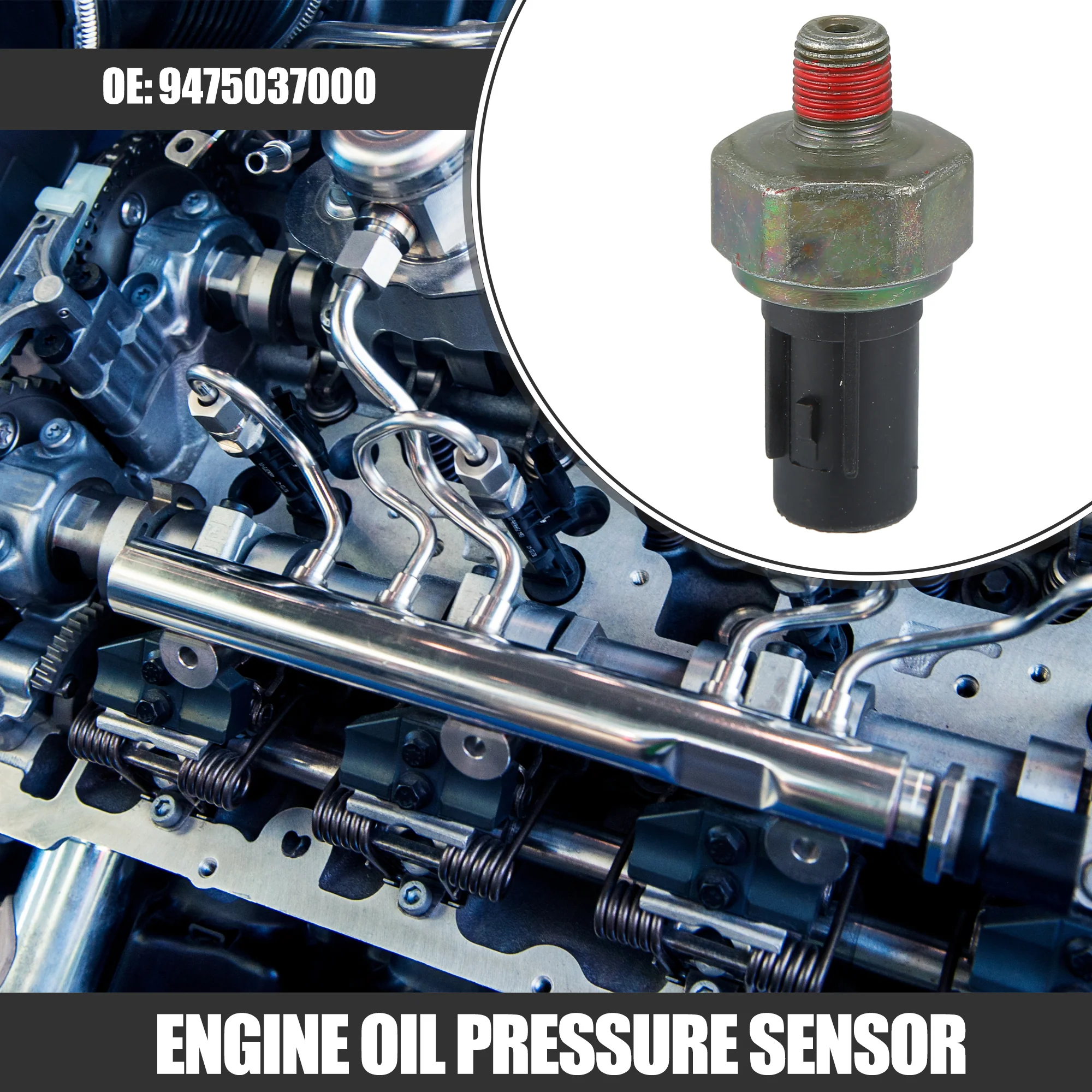 Engine Oil Pressure Sensor, for Hyundai Accent 2012-2019, Plastic Metal, No.9475037000, Black - Image 2