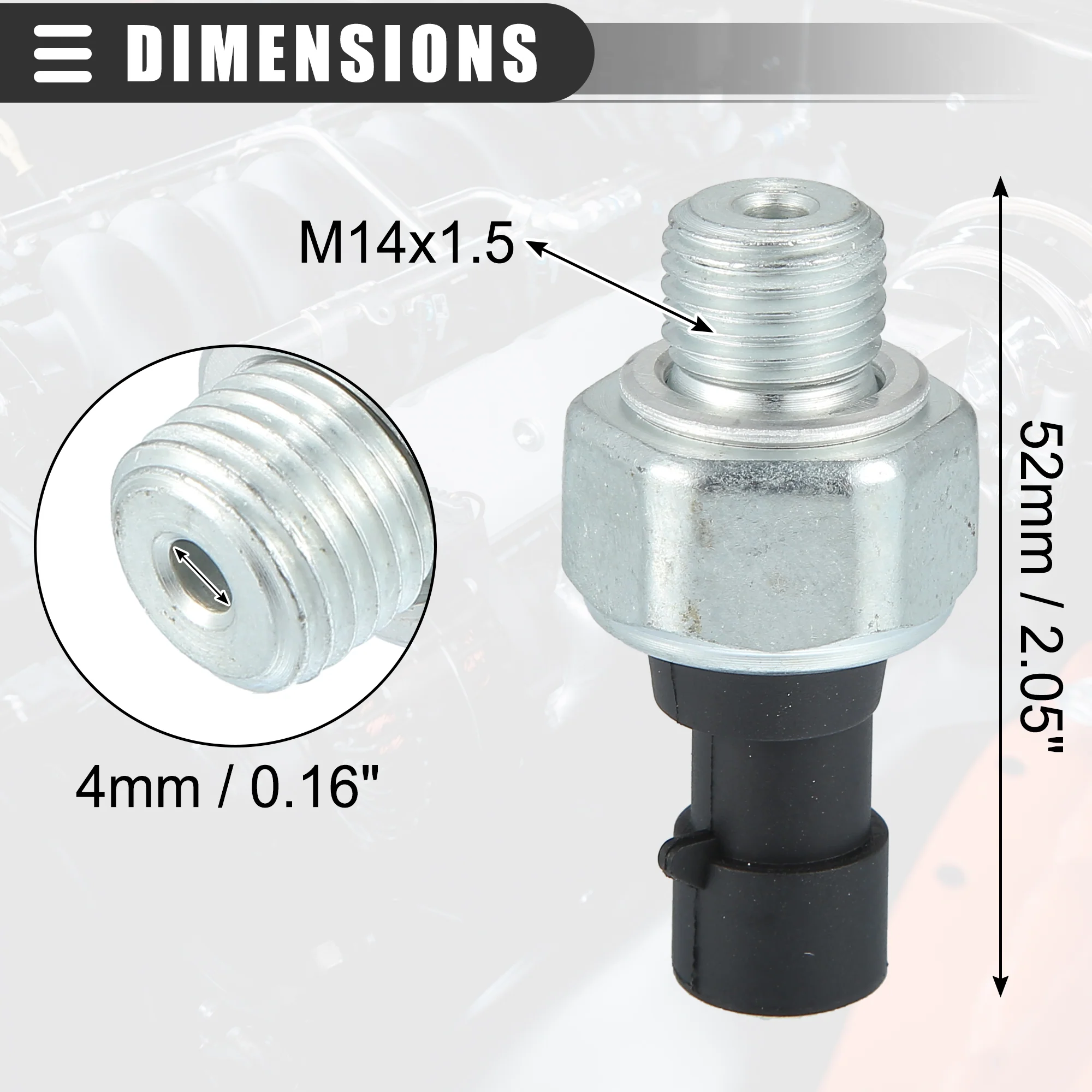 Engine Oil Pressure Sensor, for Chevrolet Aveo 2004-2008, Plastic Metal, No.95961350, Black Silver Tone - Image 5