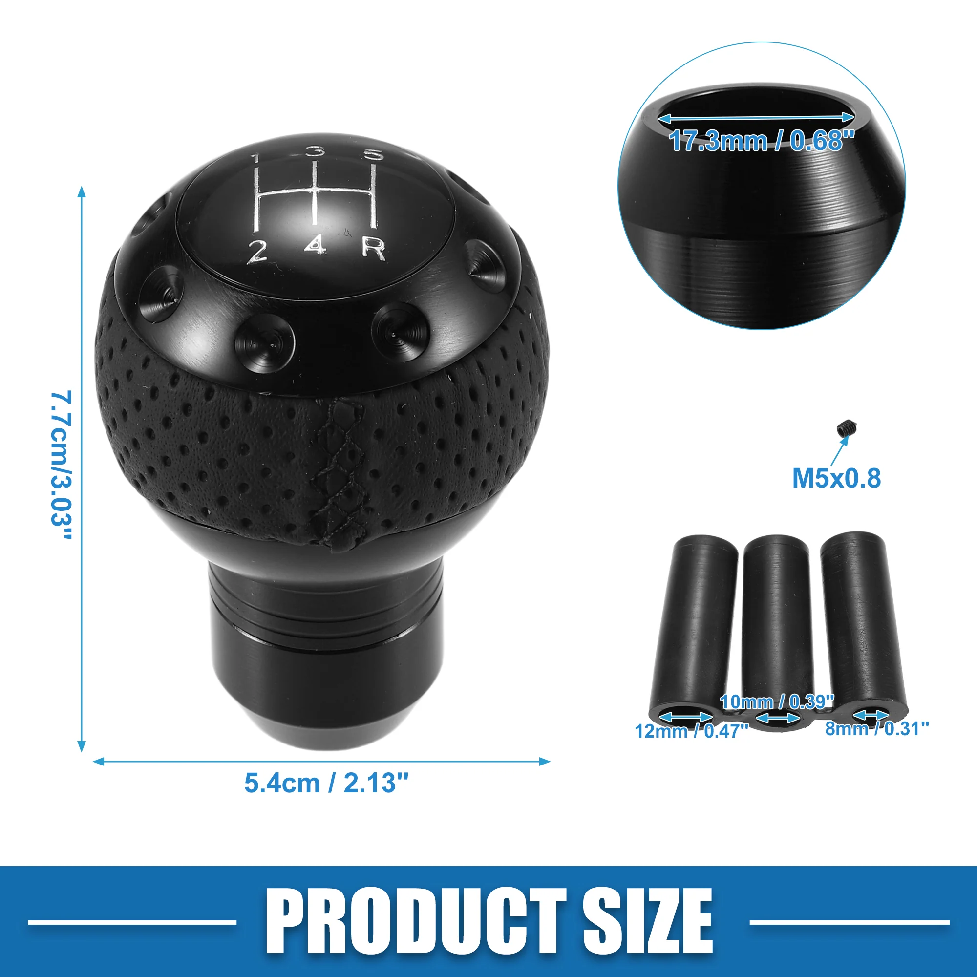 Car Truck 5 Speed Gear Shift Knob Universal 7.7cm 3.03" Manual Transmission Shifter Head 5MT Lever Stick Handle Aluminum Alloy Black - Image 5