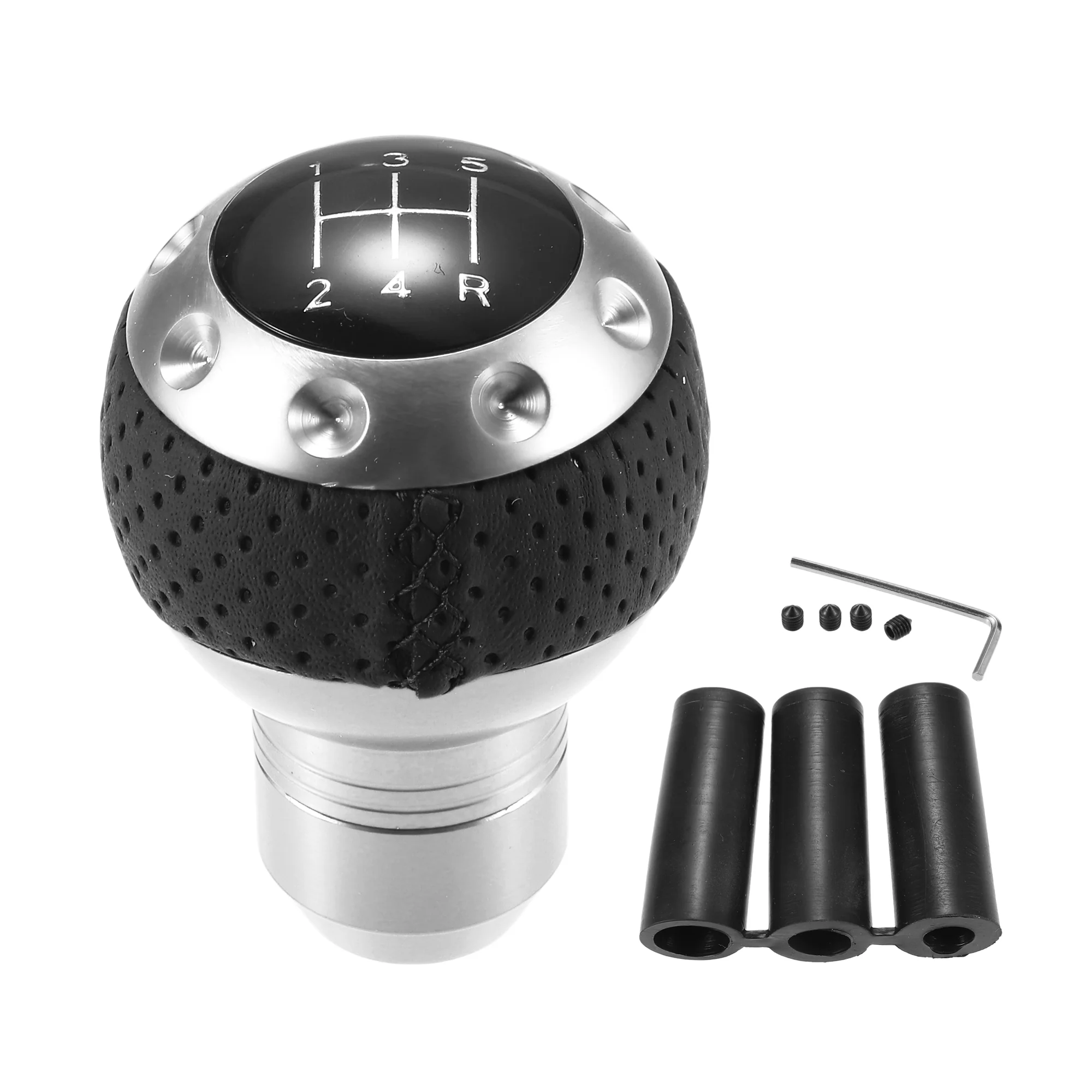 Car Truck 5 Speed Gear Shift Knob Universal 7.7cm 3.03" Manual Transmission Shifter Head 5MT Lever Stick Handle Aluminum Alloy Silver Tone