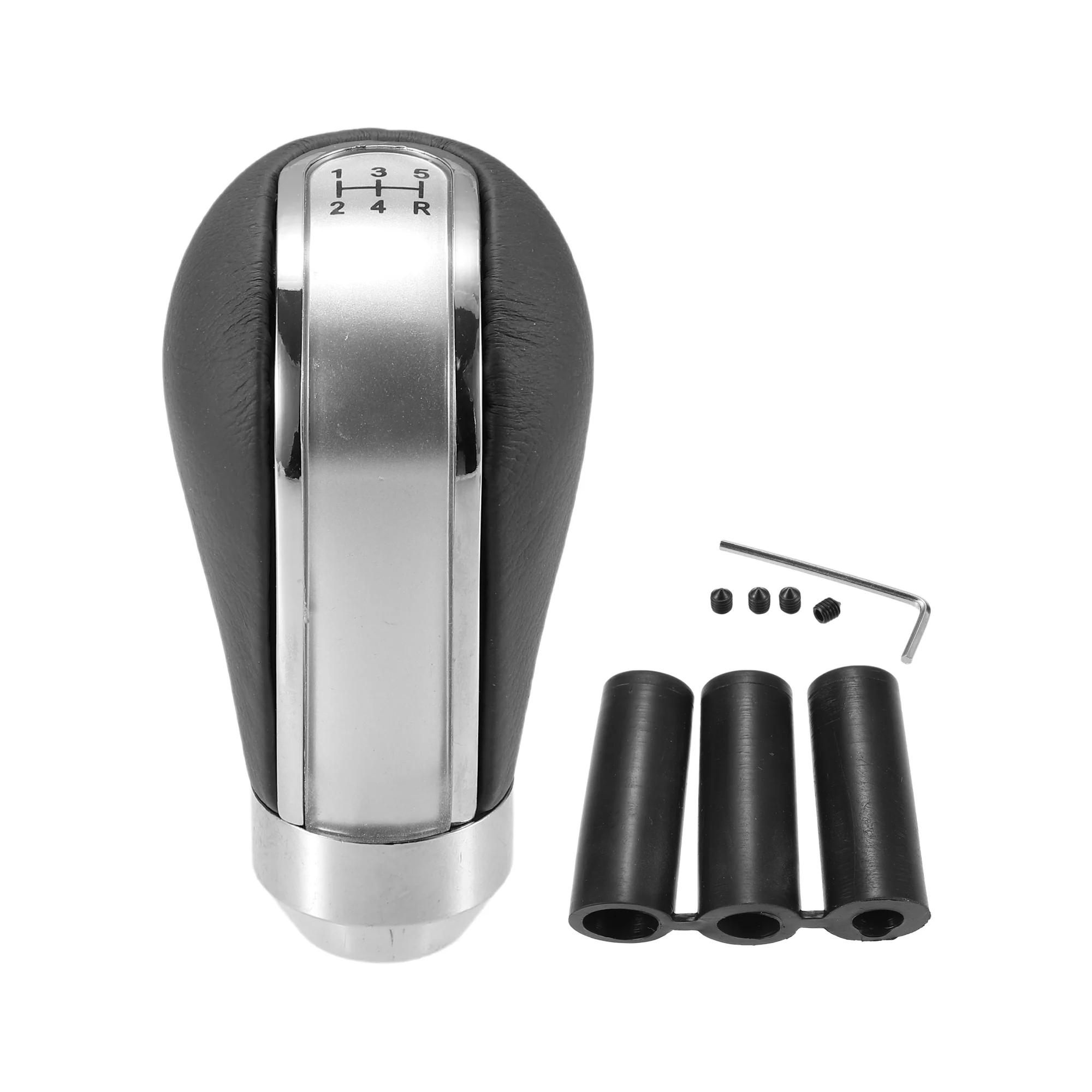 Car Truck 5 Speed Gear Shift Knob Universal 9cm 3.54" Manual Transmission Shifter Head 5MT Lever Stick Handle Aluminum Alloy Silver Tone