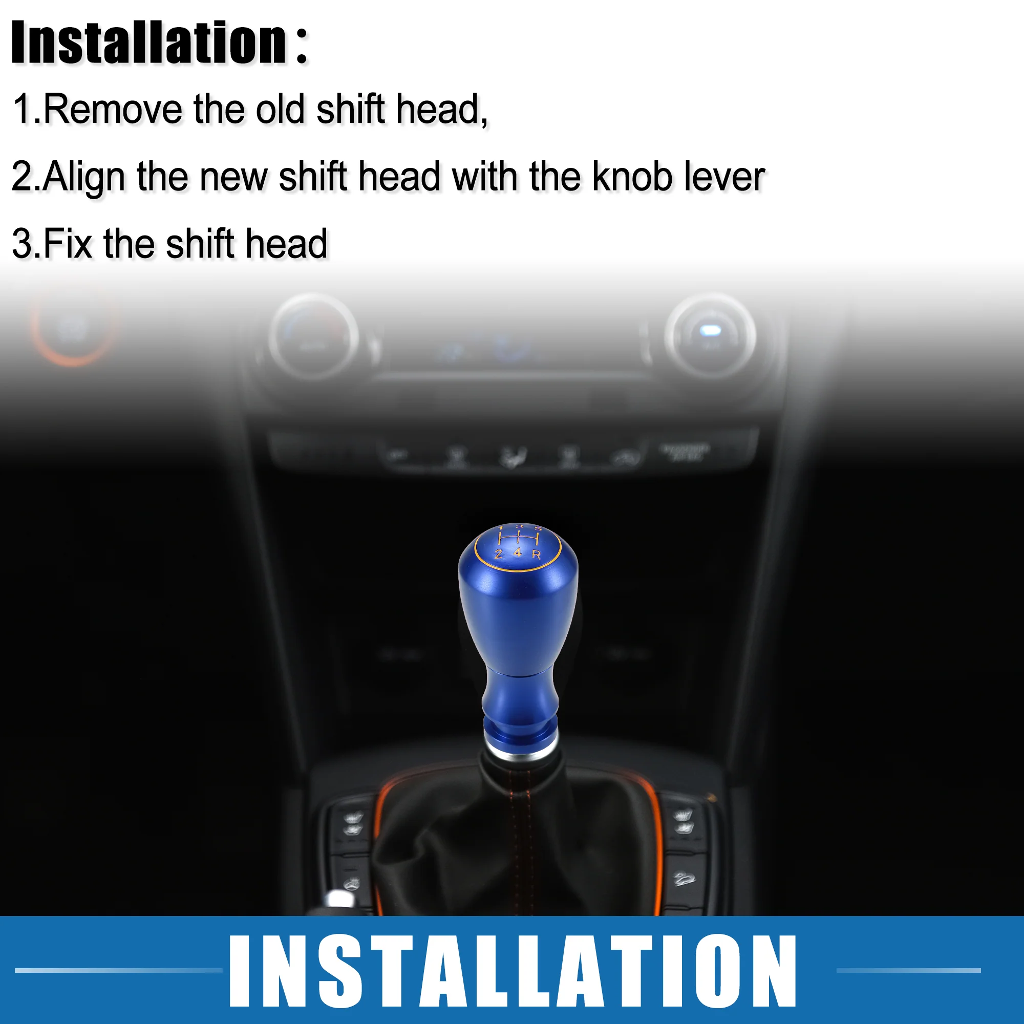 Car Truck 5 Speed Gear Shift Knob Universal 9cm 3.54" Manual Transmission Shifter Head 5MT Lever Stick Handle Aluminum Alloy Blue - Image 7