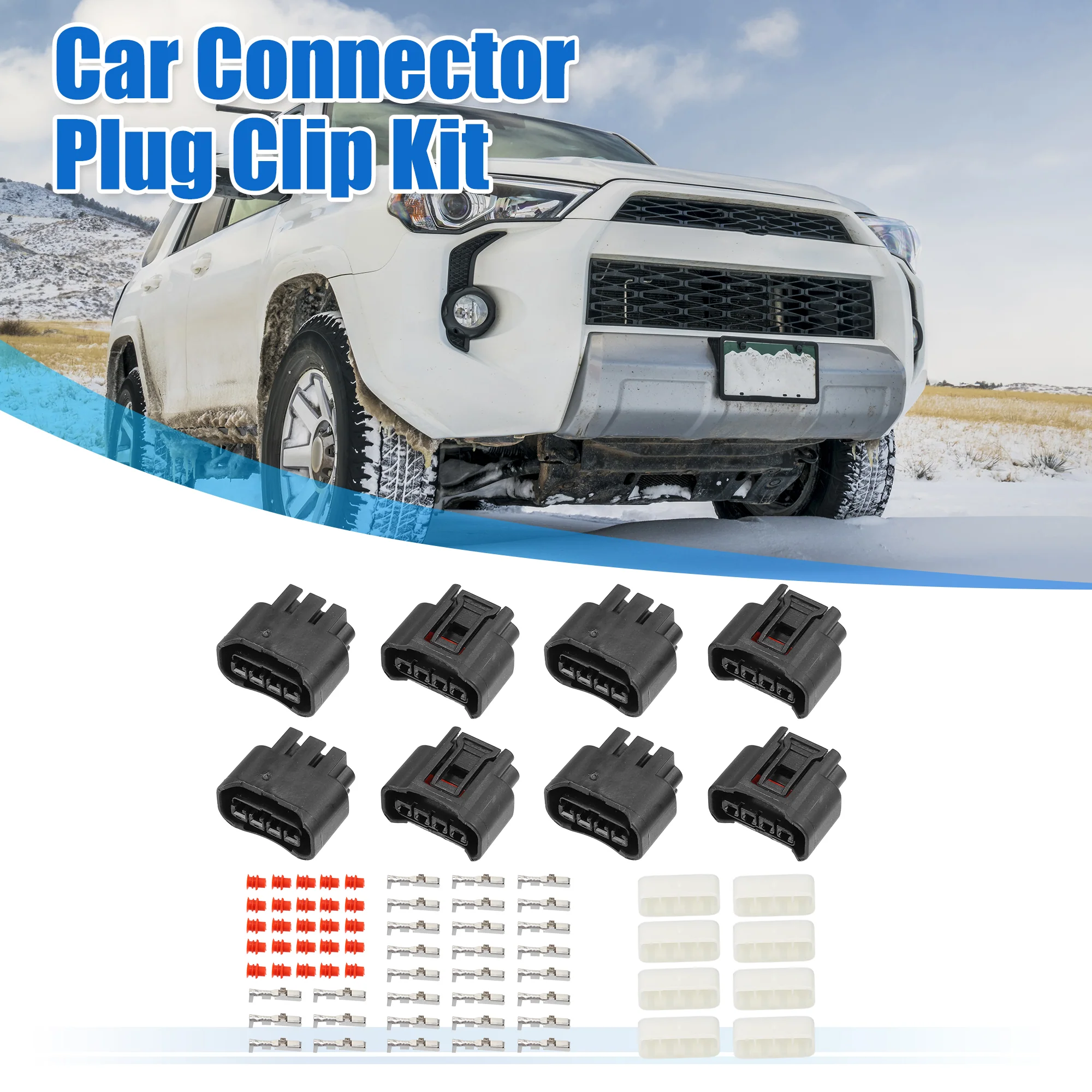8 Set 4 Pin No.9098011885 Ignition Coil Connector Adapter Plug Clip Kit Replacement for Scion XB 2004-2006 - Image 2